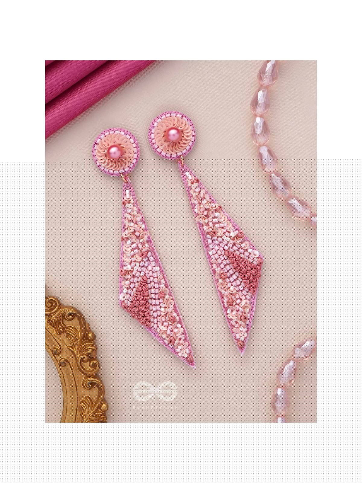 Dviguna - The Sleek Splendor - Cutdana, Resham And Sequins Hand Embroidered Earrings