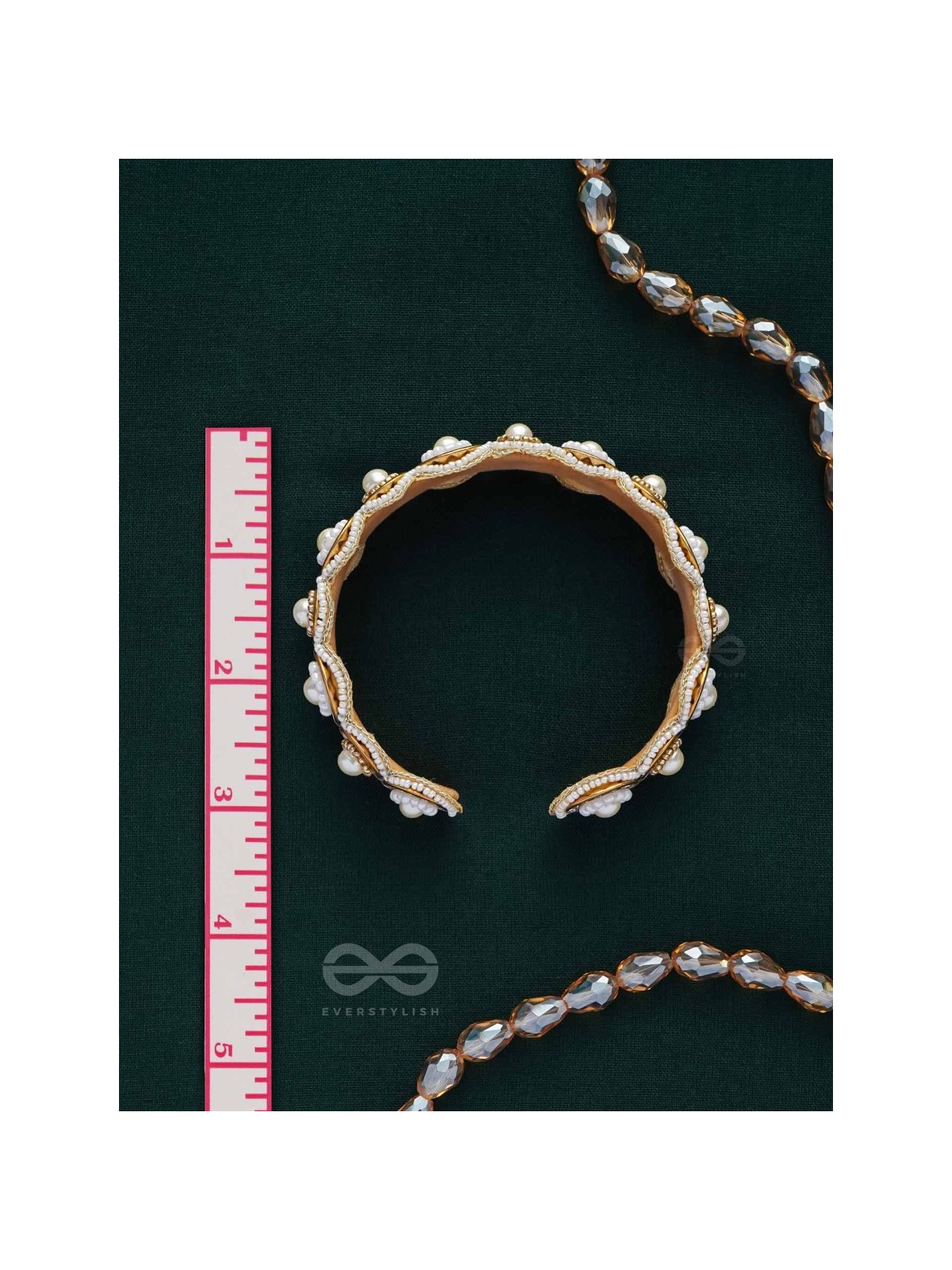 AYUDHA - THE IVORY SHINE - PEARLS AND BEADS EMBROIDERED BANGLES (SET OF 2)