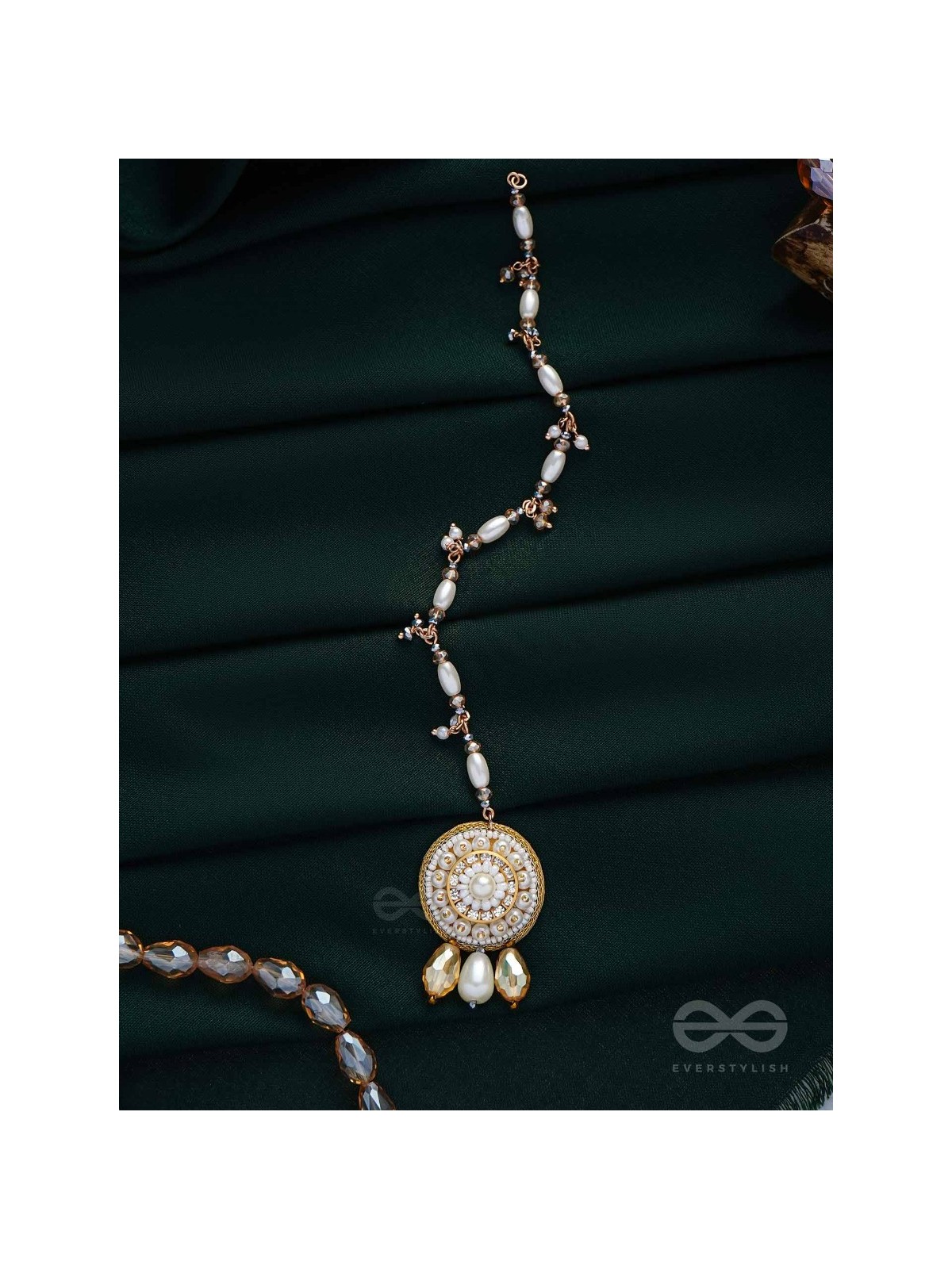 AATIPIYA - A SUNNY PARADISE - PEARLS AND GLASS BEADS EMBROIDERED MAANGTIKA