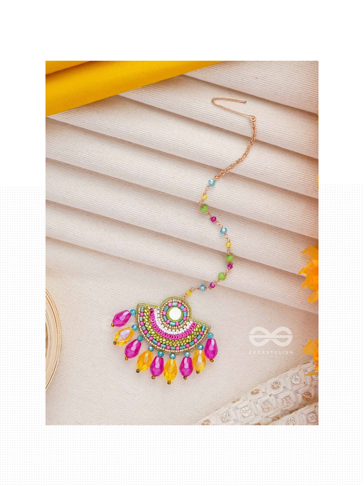 ADIBHYA - A COLORFUL CARNIVAL - SEQUINS, BEADS AND GLASS DROP EMBROIDERED MAANGTIKA