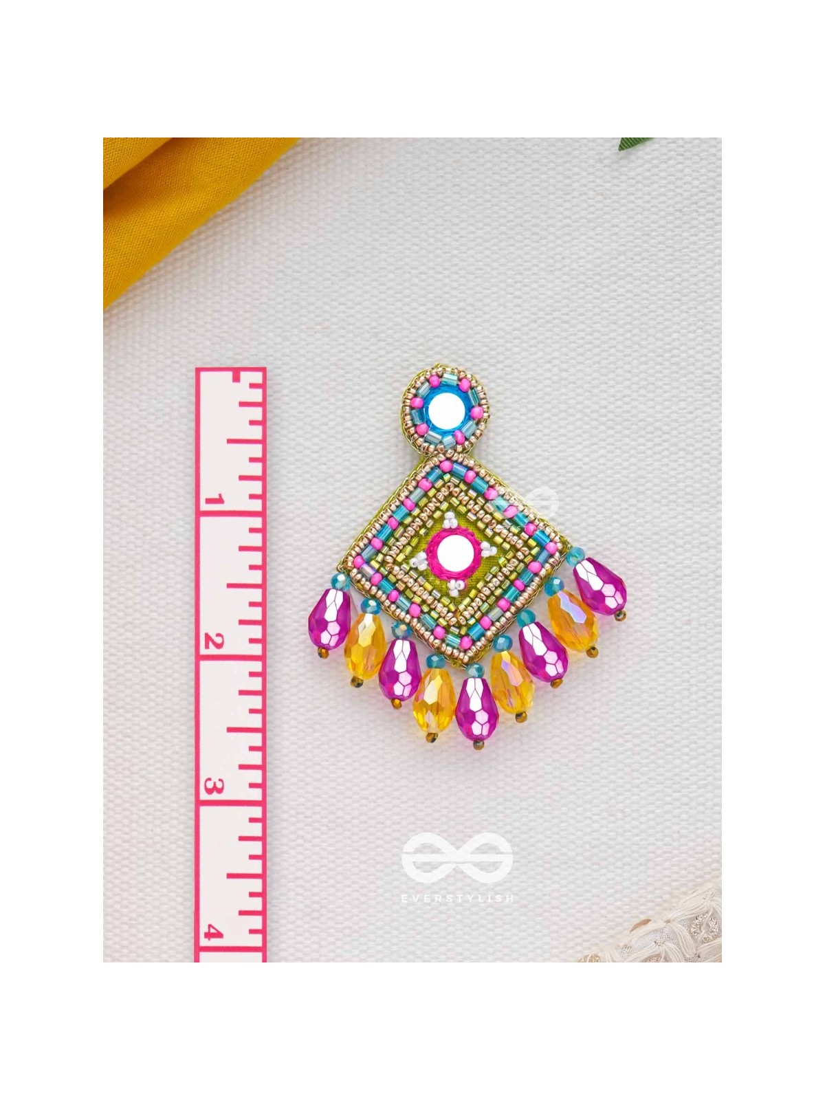 VARNARANGINI - COLORFUL BEAUTY - MIRROR, BEADS AND CUT DANA EMBROIDERED EARRINGS