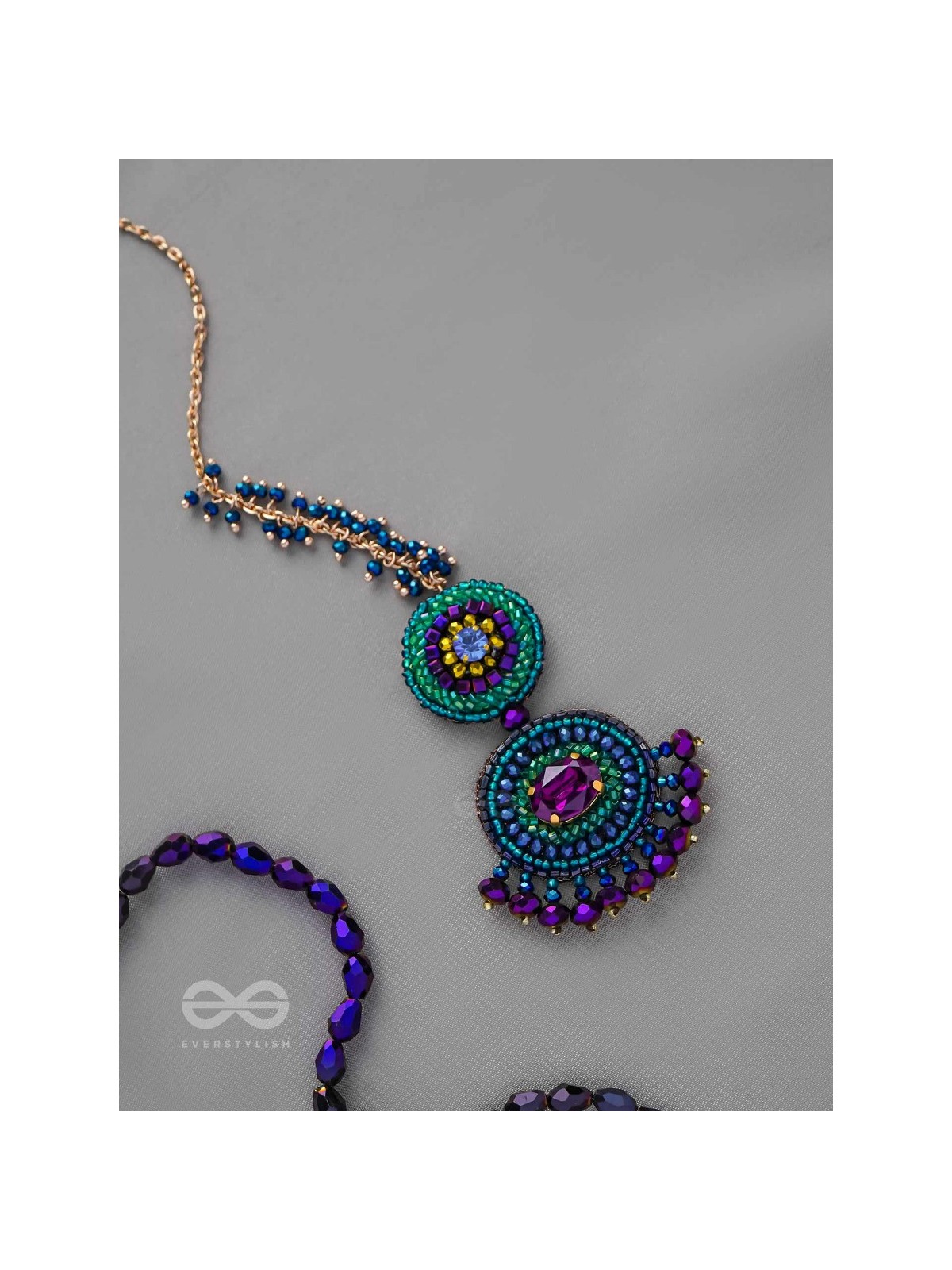 PRISHNI - THE STARRY SKY - STONES AND BEADS EMBROIDERED MAANGTIKA