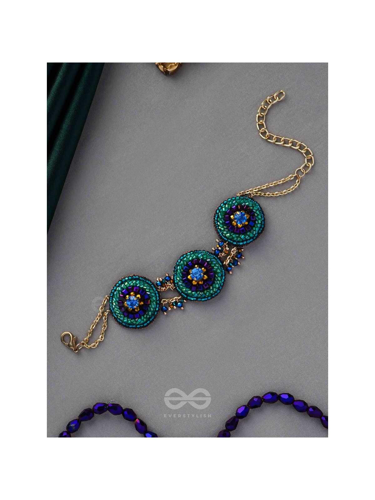SUBRAJA - BRILLIANTLY RADIANT - BEADS, STONE AND CUTDANA EMBROIDERED BRACELET