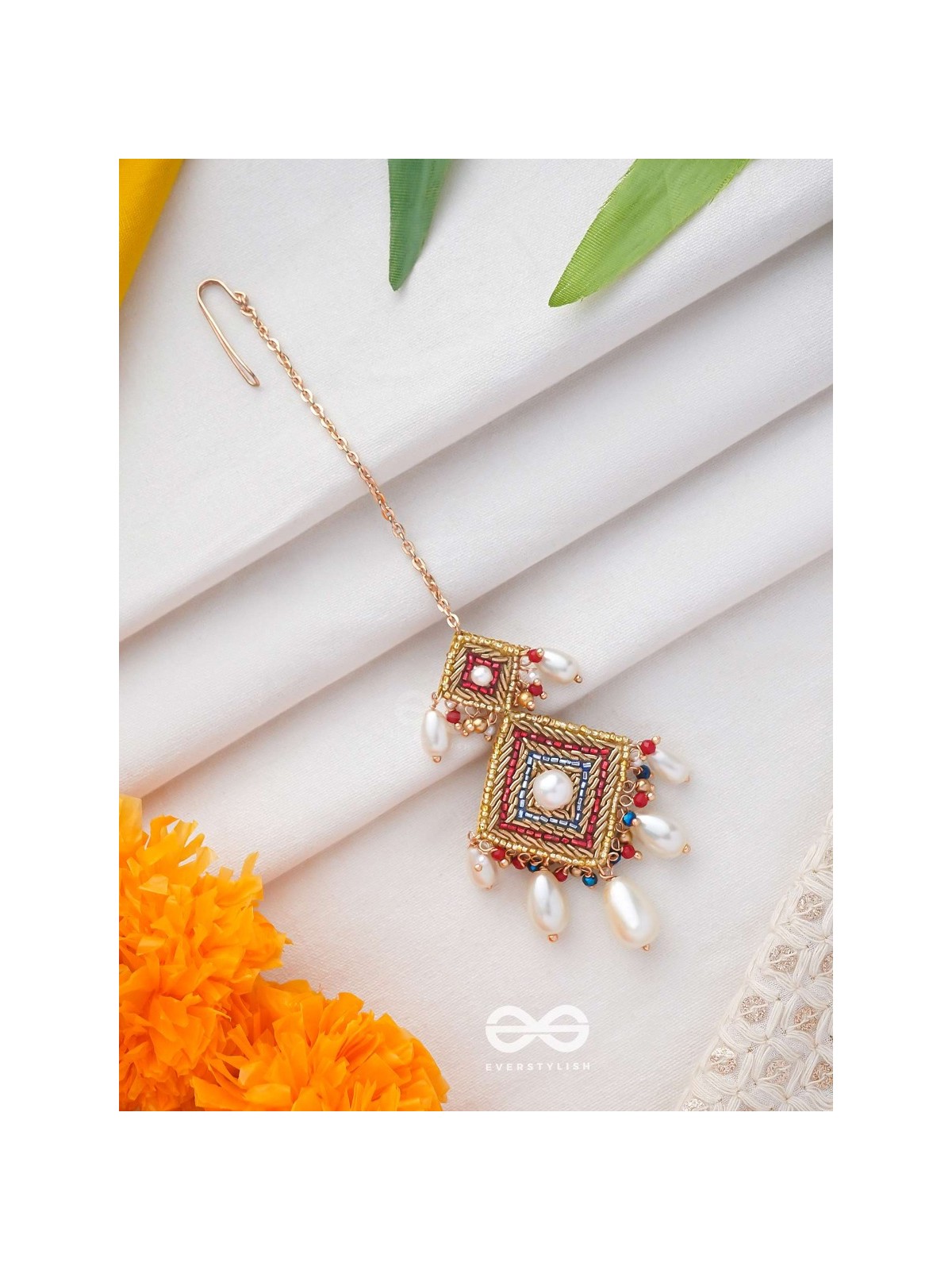 AABHRYA - SHELTER OF CLOUDS - PEARLS AND BEADS EMBROIDERED MAANGTIKA