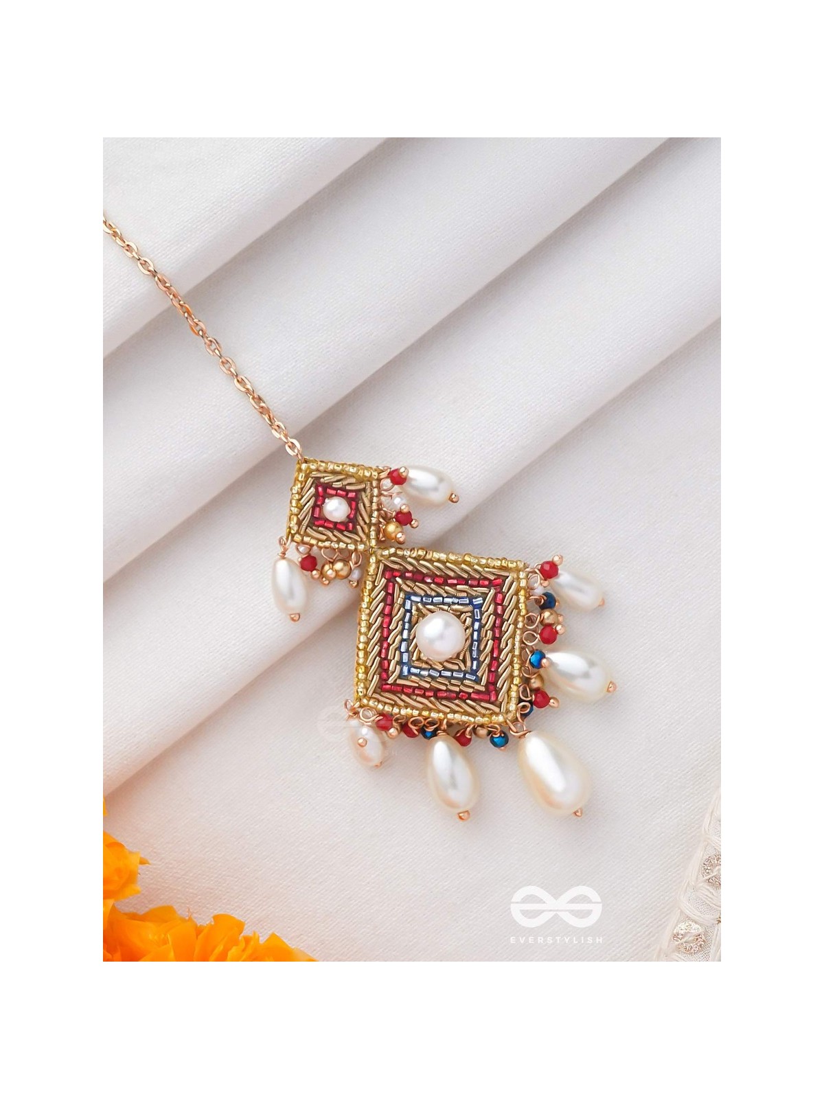 AABHRYA - SHELTER OF CLOUDS - PEARLS AND BEADS EMBROIDERED MAANGTIKA