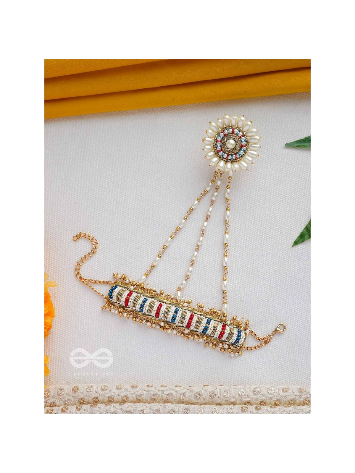 Shukti - Source Of Pearls - Beads, Cutdana And Pearls Hand Embroidered Haathphool