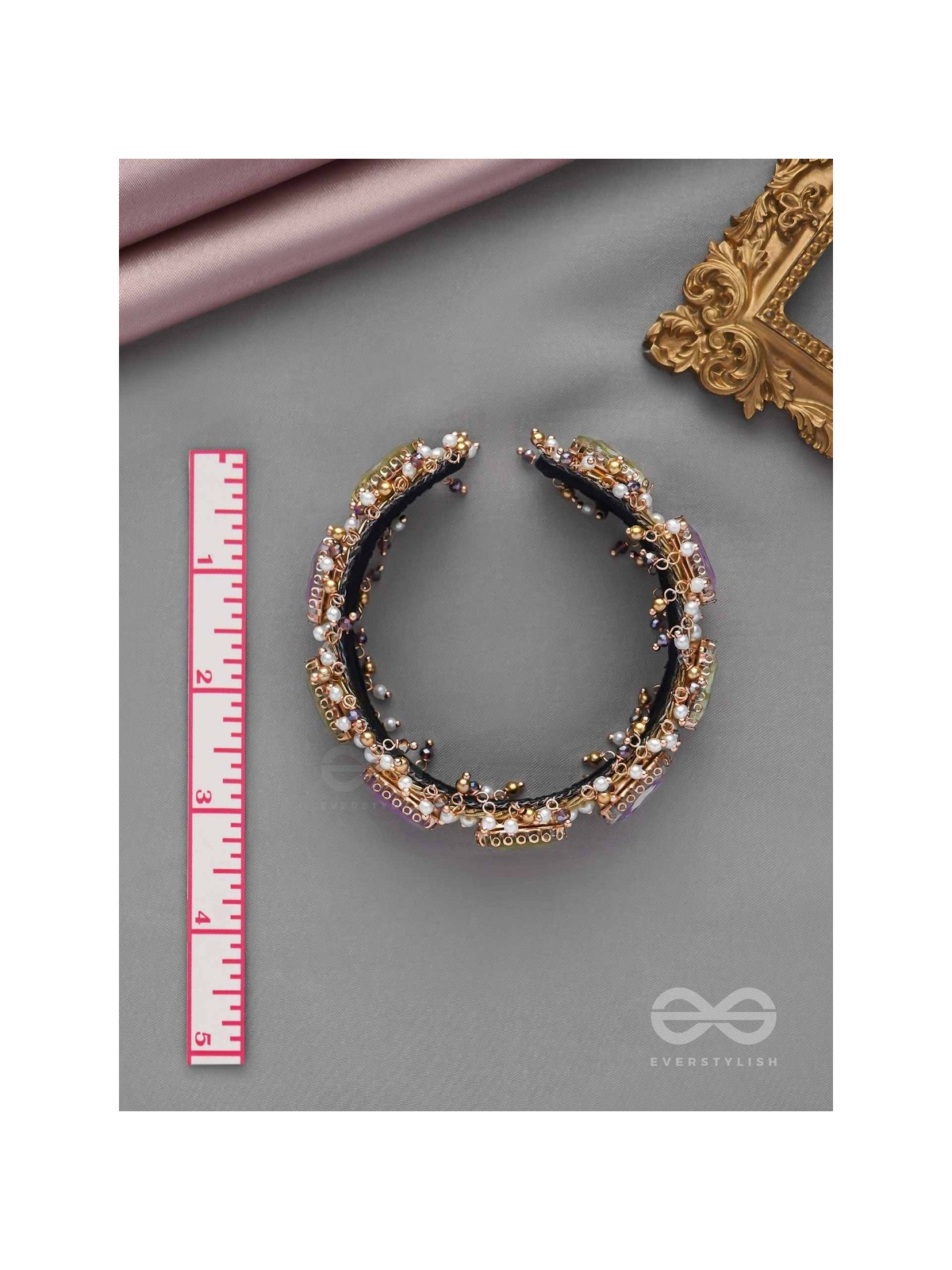 ANTIKA - FINELY MADE - STONE AND BEADS EMBROIDERED BANGLES (SET OF 2)