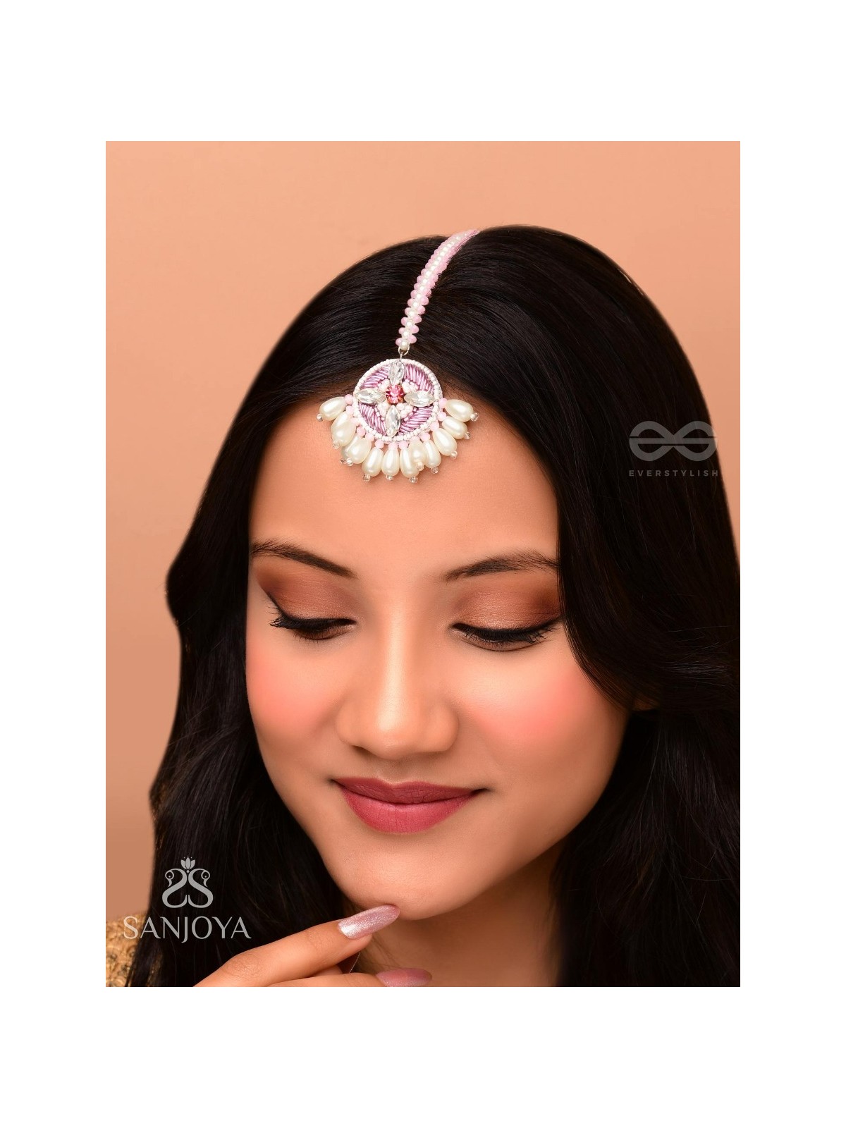 MUKHASHRI - FILLED WITH BEAUTY - STONES, CUTDANA AND BEADS EMBROIDERED MAANGTIKA