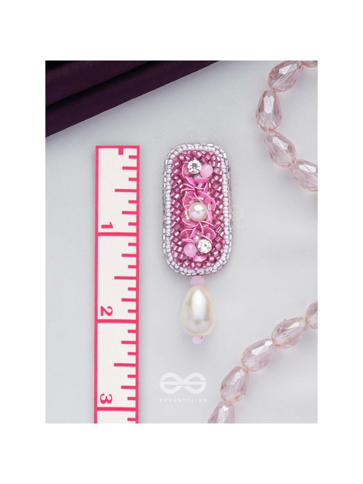 VARAVARSHINI - BESTOWER OF BOONS - STONE, BEADS AND PEARLS EMBROIDERED EARRINGS