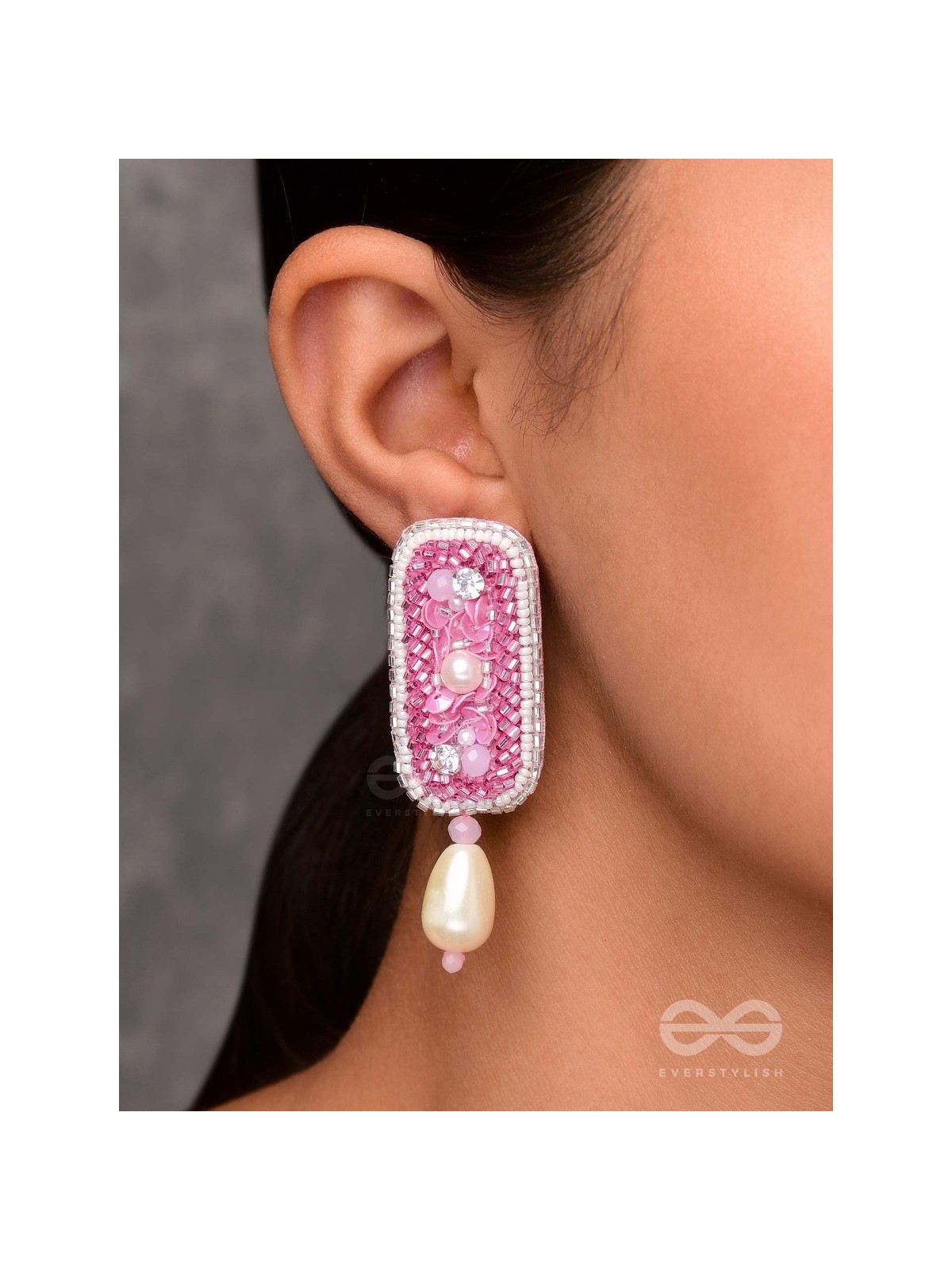 VARAVARSHINI - BESTOWER OF BOONS - STONE, BEADS AND PEARLS EMBROIDERED EARRINGS