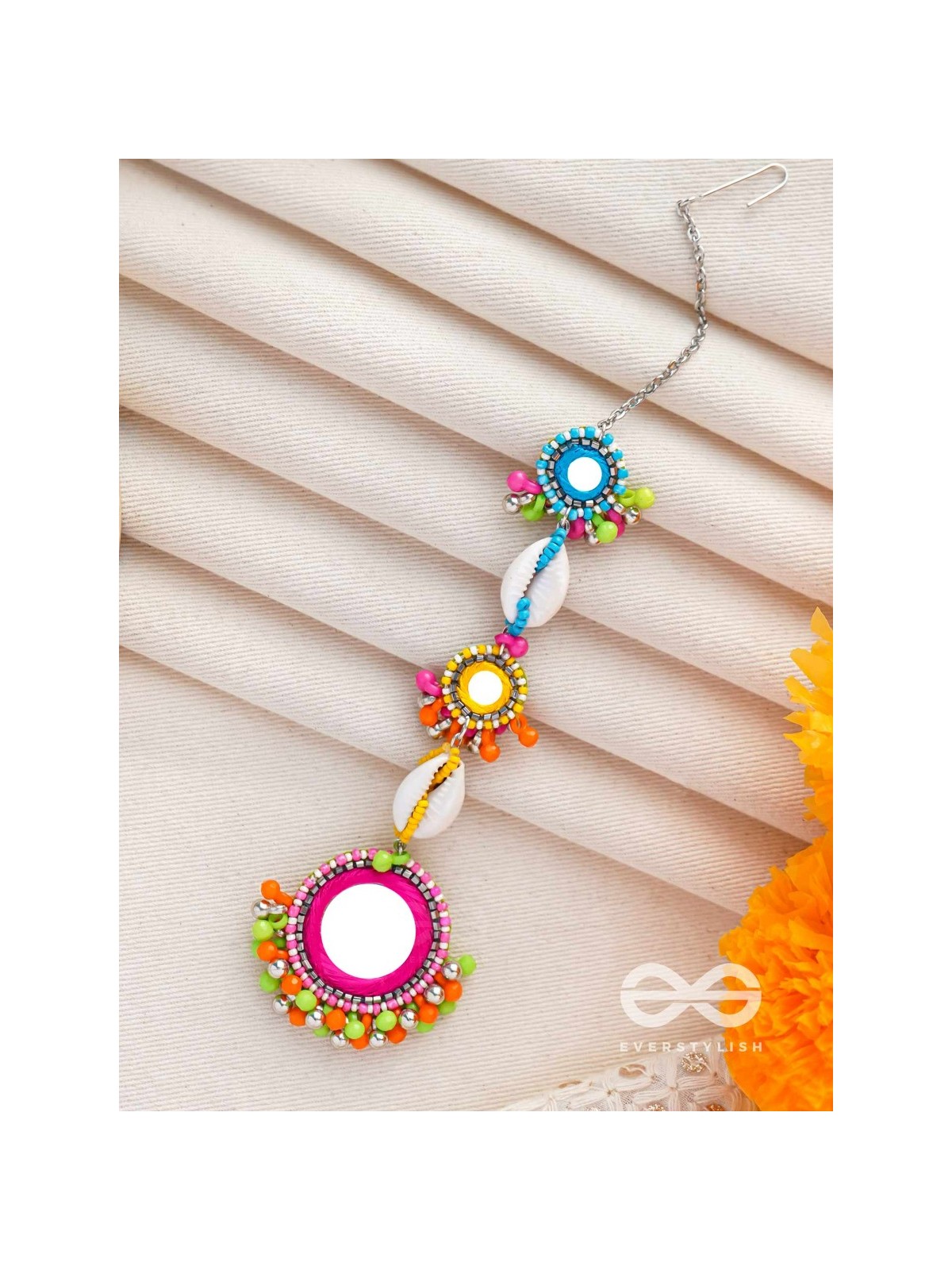 PRATIMITA - BEAUTY IN MIRROR - SHELL, BEADS AND MIRROR EMBROIDERED MAANGTIKA