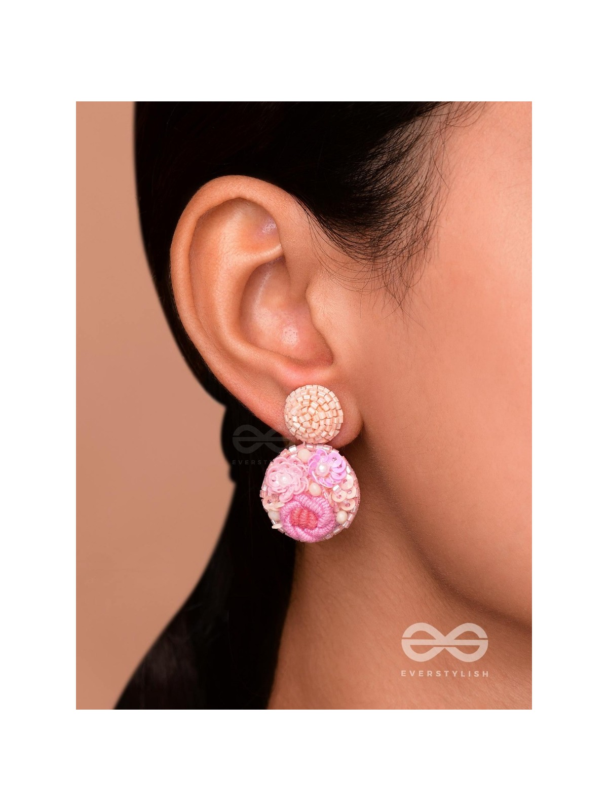 Pushpayita - Adorned With Flowers - Sequins, Cutdana, Resham And Beads Hand Embroidered Earrings