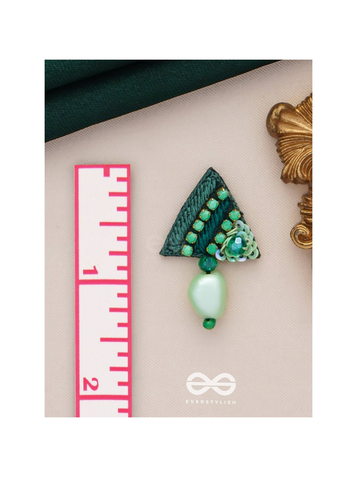 UDBHID - THE SPROUTING VITALITY - SEQUINS AND BEADS EMBROIDERED EARRINGS (GREEN)