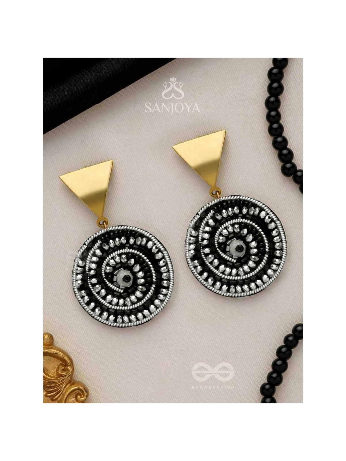 PRAGYALU - THE WISE CHOICE - BEADS AND CUTDANA EMBROIDERED EARRINGS