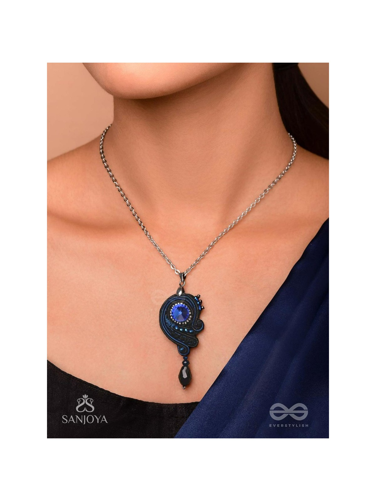 AALINDI - BLISS OF PEACE -BEADS AND SEQUINS EMBROIDERED NECKPIECE