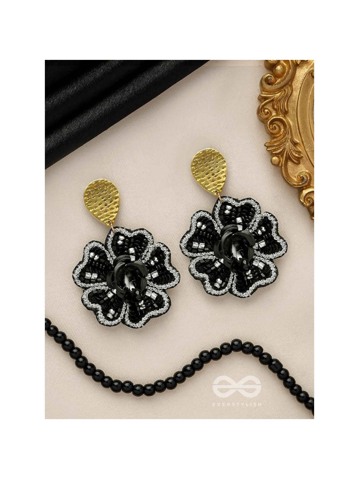 AABHAT - IN FULL BLOOM - SEQUINS AND BEADS EMBROIDERED EARRINGS