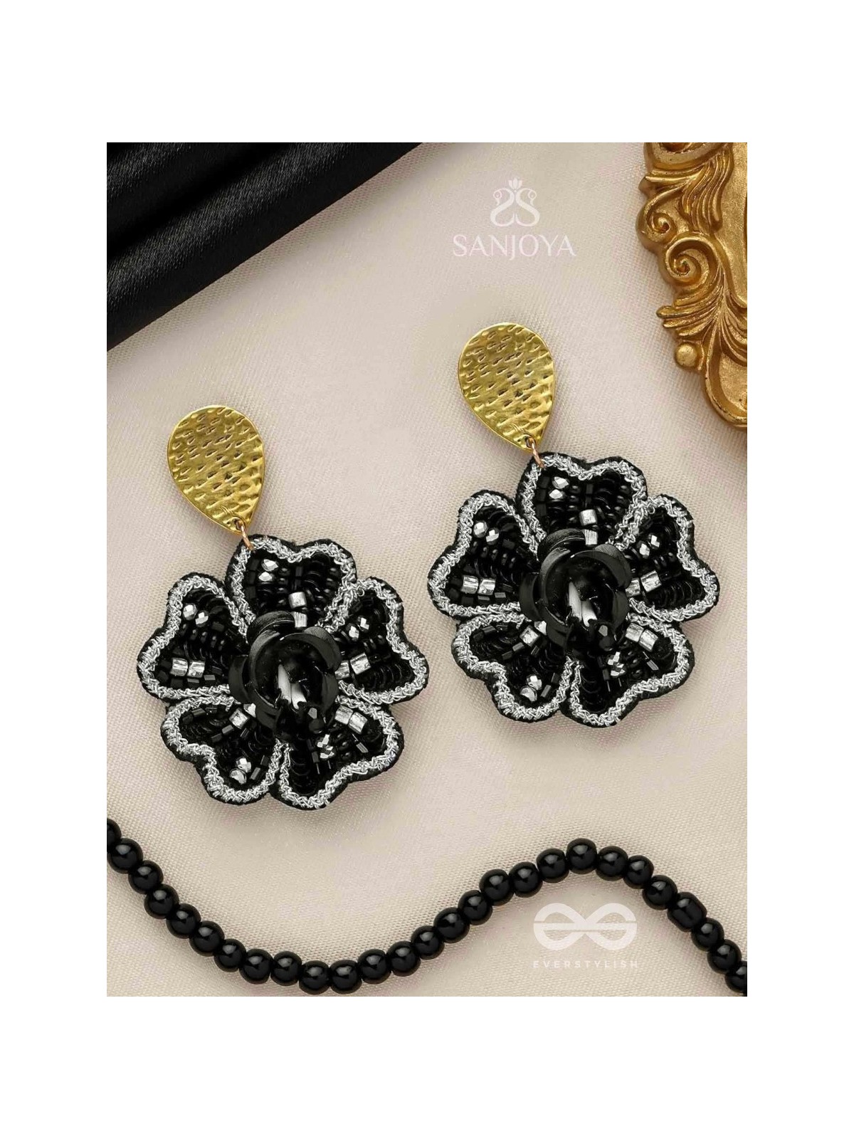 AABHAT - IN FULL BLOOM - SEQUINS AND BEADS EMBROIDERED EARRINGS