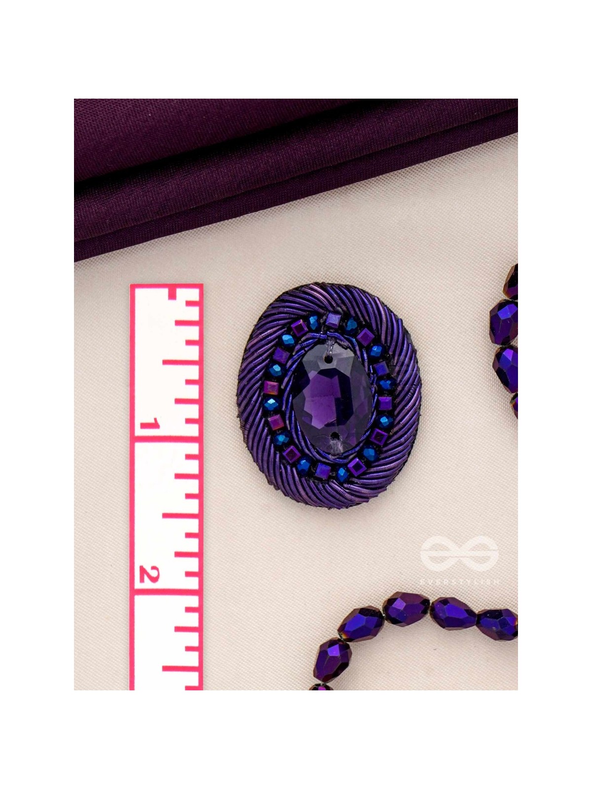 KASHYAPI - THE INDIGO GLOW - STONE AND BEADS EMBROIDERED EARRINGS (PURPLE & ROYAL BLUE)