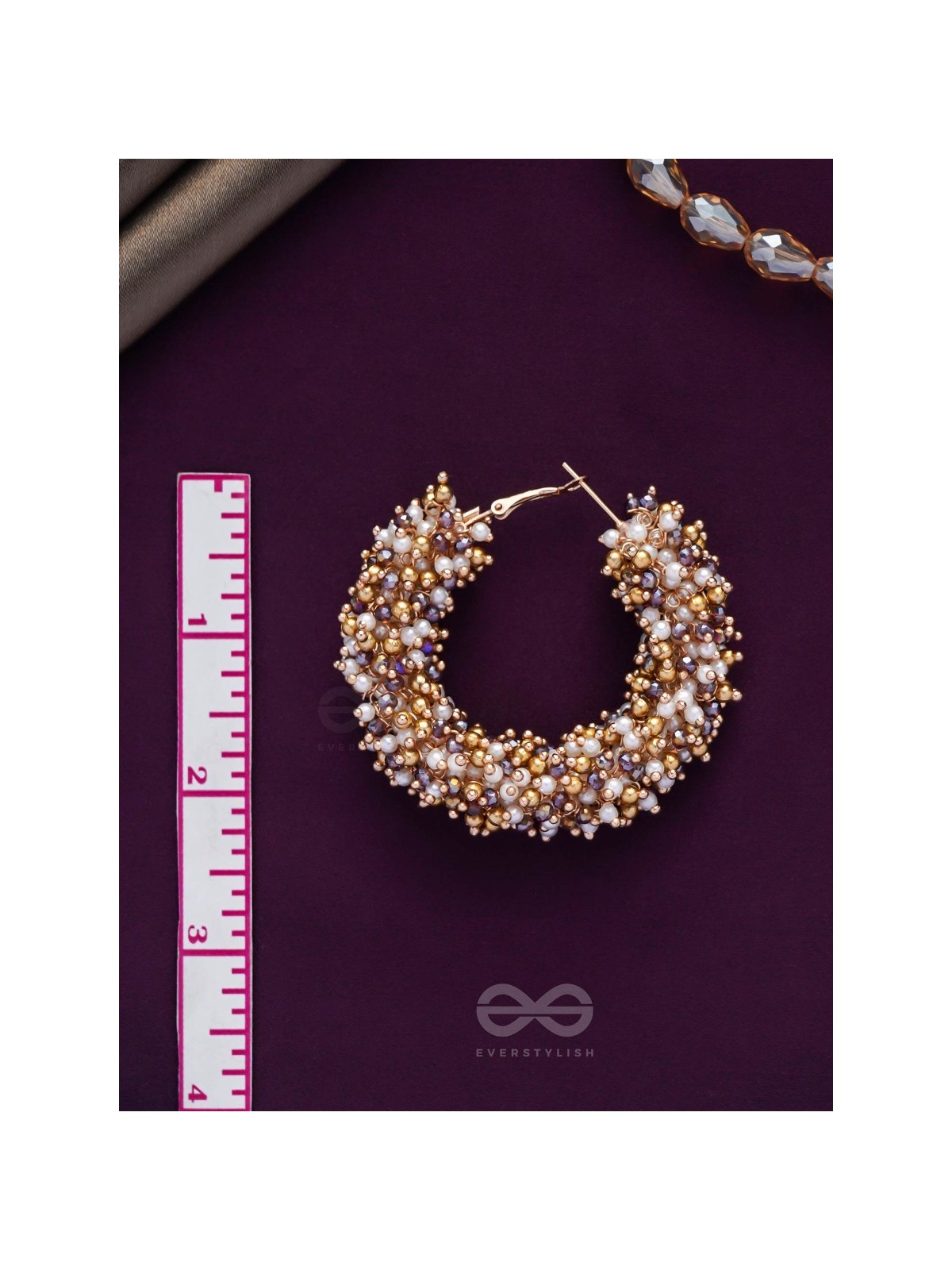 Vilokita - The Shining Garlands -Beaded Hand Embroidered Hoop Earrings