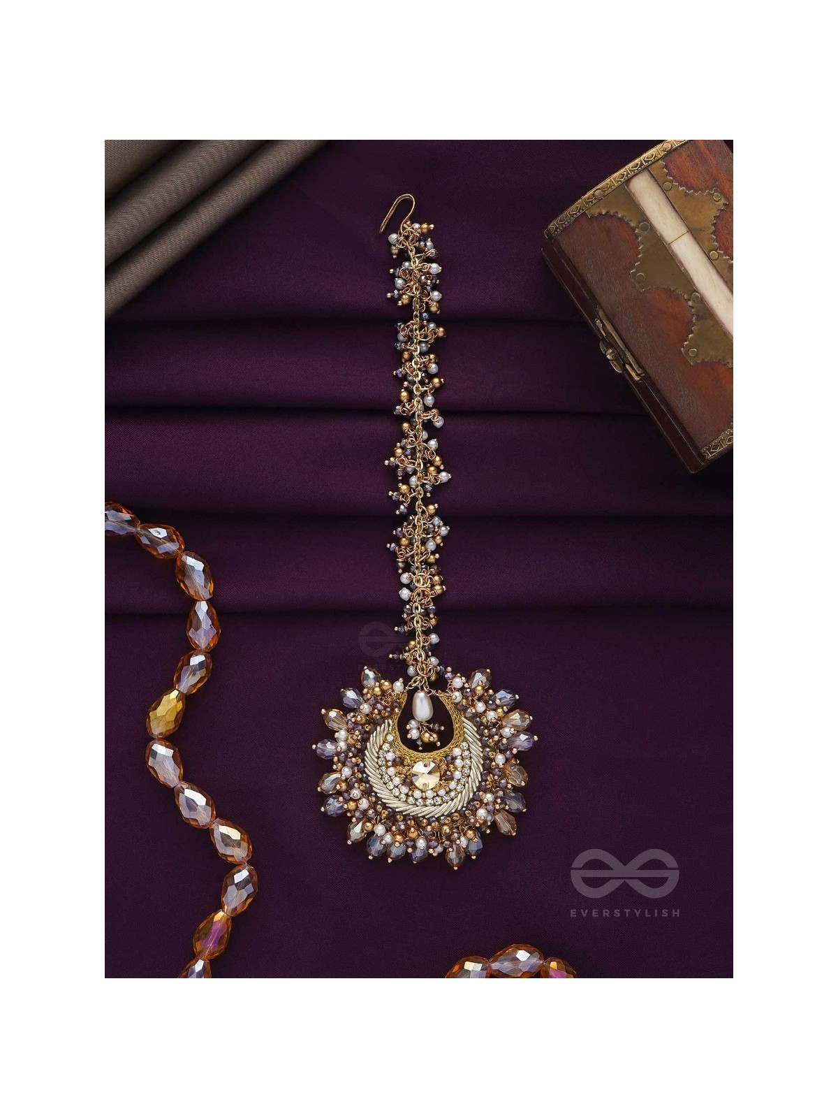 PAURAKA - THE GARDEN'S RADIANCE - BEADS AND GLASS DROP EMBROIDERED MAANGTIKA