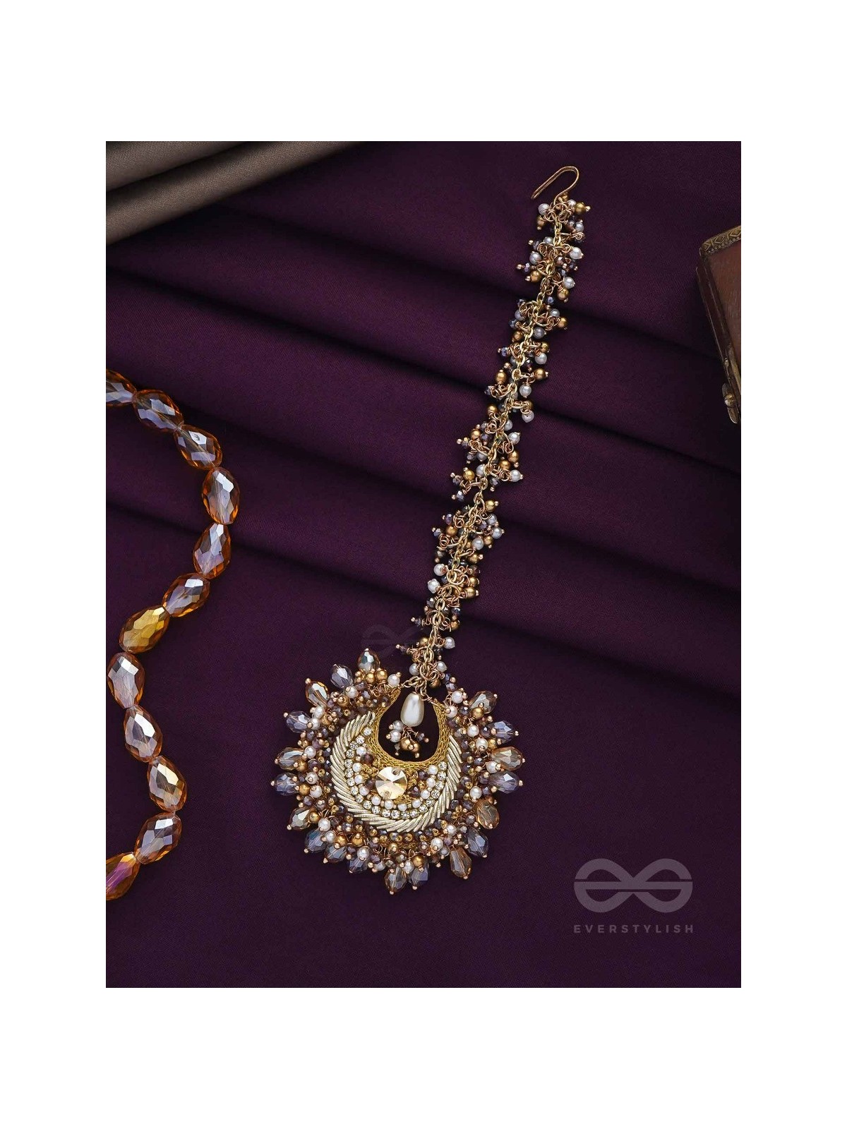 PAURAKA - THE GARDEN'S RADIANCE - BEADS AND GLASS DROP EMBROIDERED MAANGTIKA