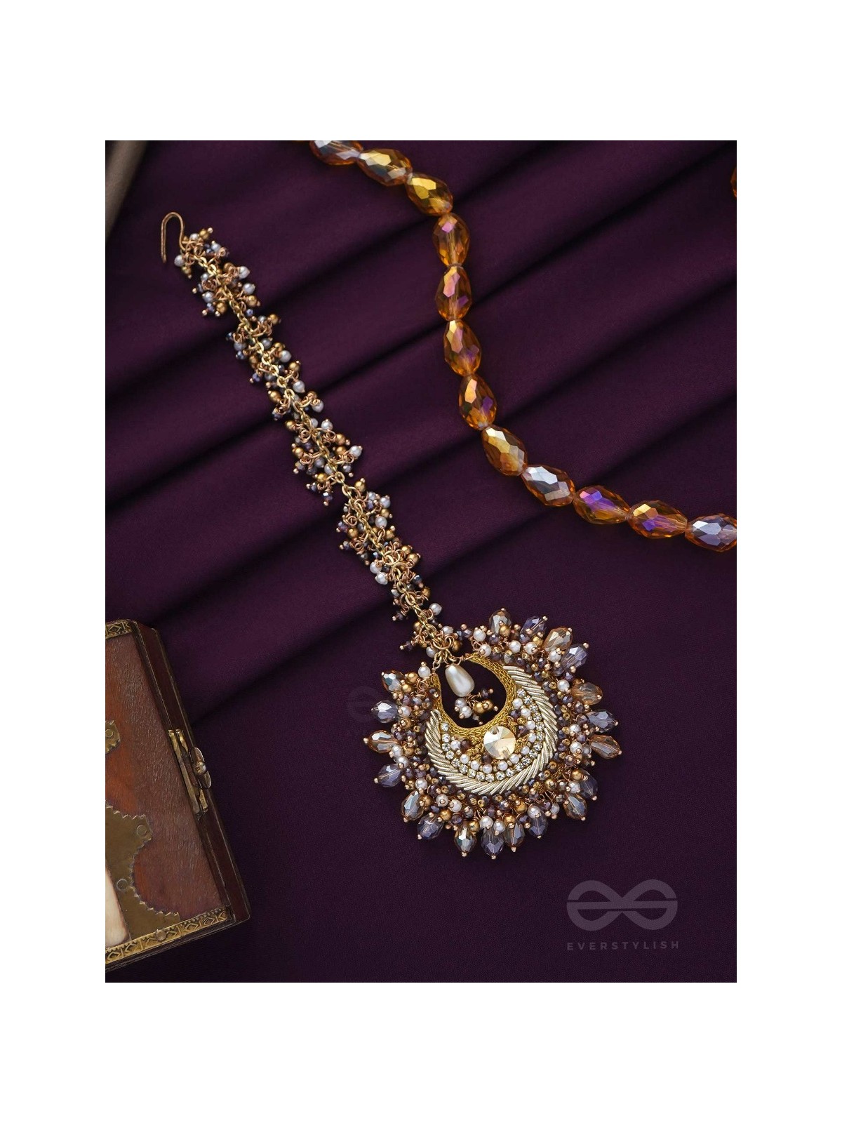 PAURAKA - THE GARDEN'S RADIANCE - BEADS AND GLASS DROP EMBROIDERED MAANGTIKA