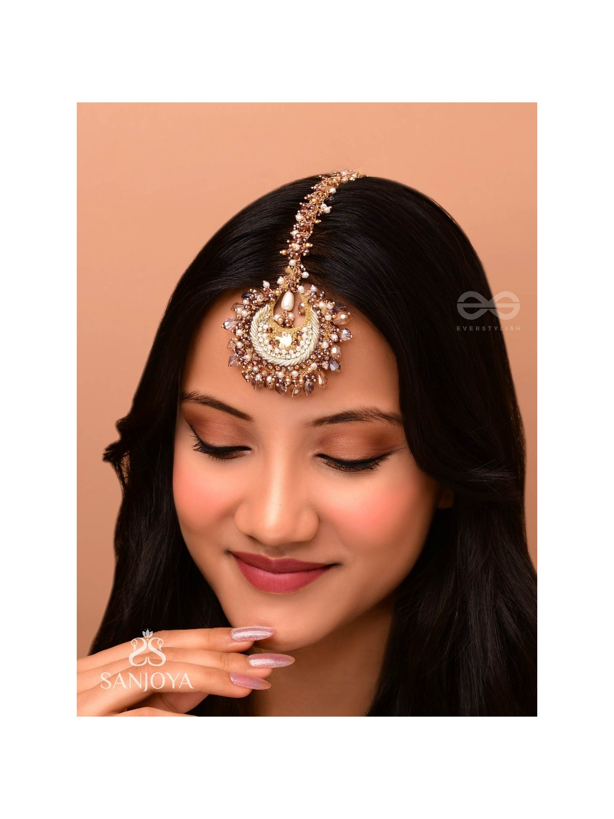 PAURAKA - THE GARDEN'S RADIANCE - BEADS AND GLASS DROP EMBROIDERED MAANGTIKA