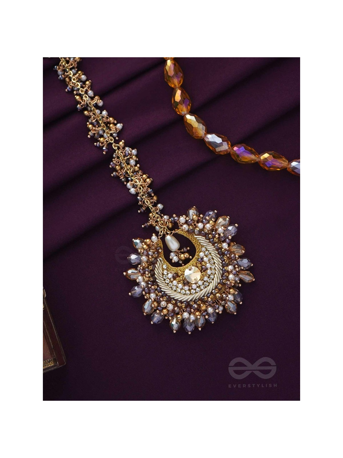 PAURAKA - THE GARDEN'S RADIANCE - BEADS AND GLASS DROP EMBROIDERED MAANGTIKA