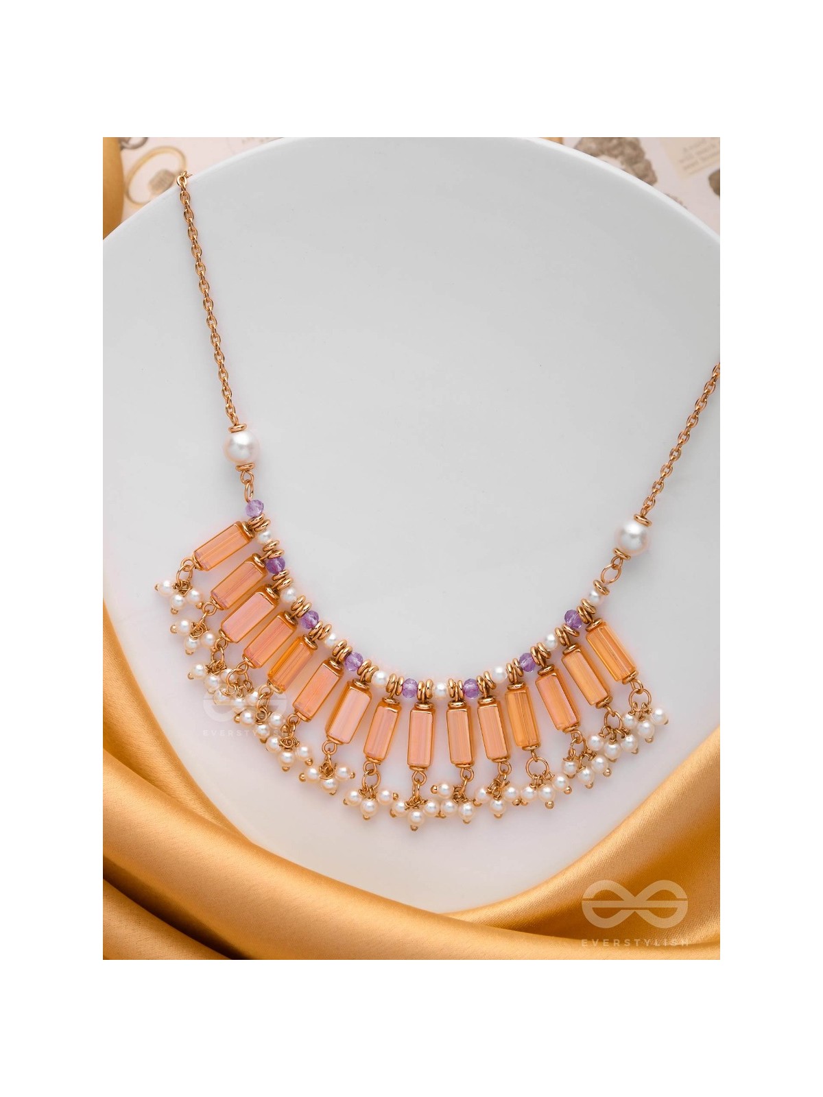 The Sunset Hues - Elegant Statement Neckpiece With Anti-Tarnish Coating 