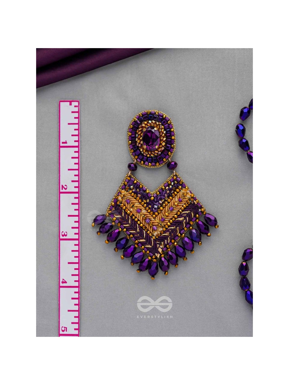 RATRIRAJA - THE DARK RADIANCE - STONE, GLASS DROP AND CUT DANA EMBROIDERED EARRINGS