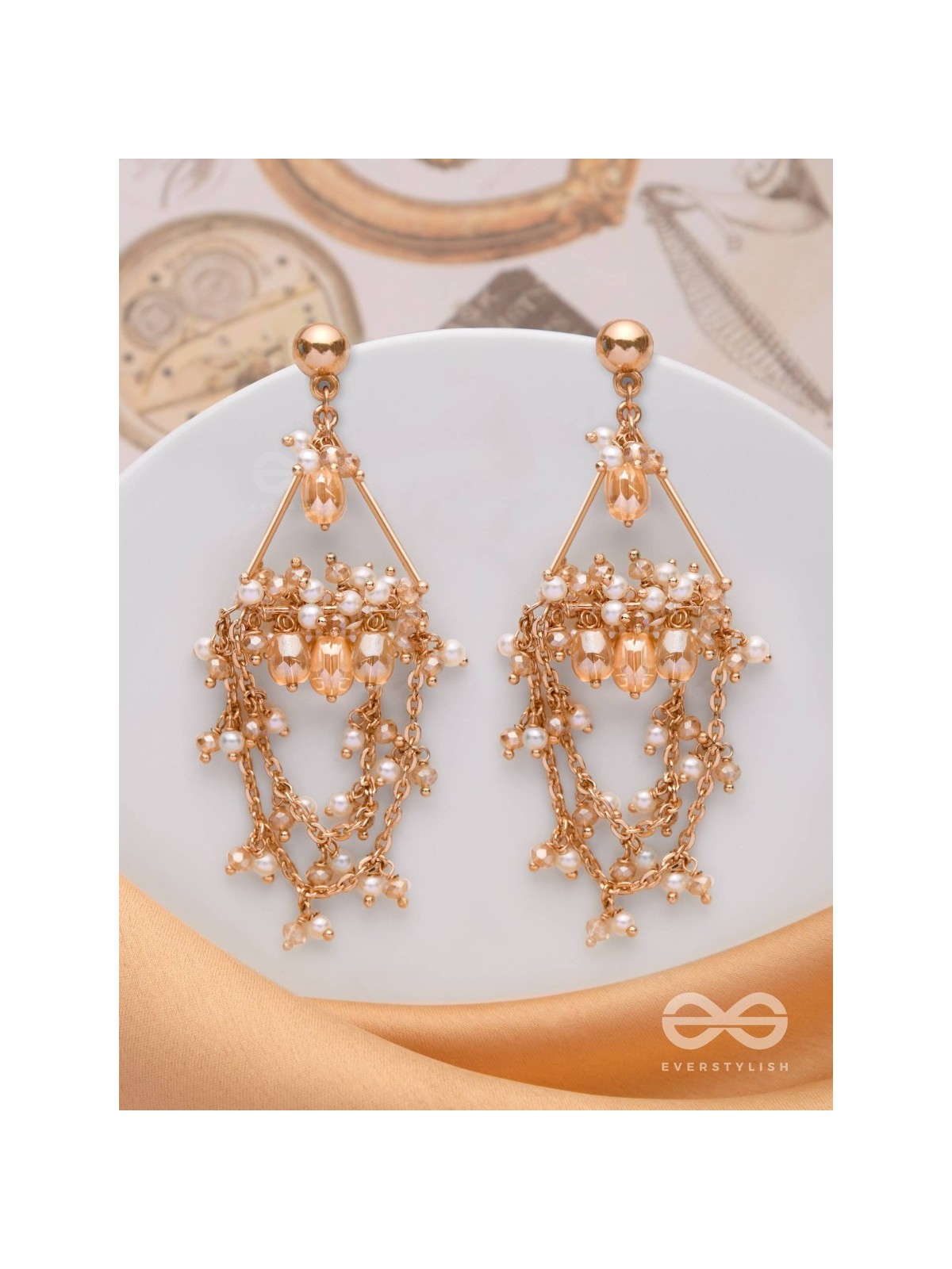 Abhrita - The Gleaming Layers - Golden Embellished Earrings