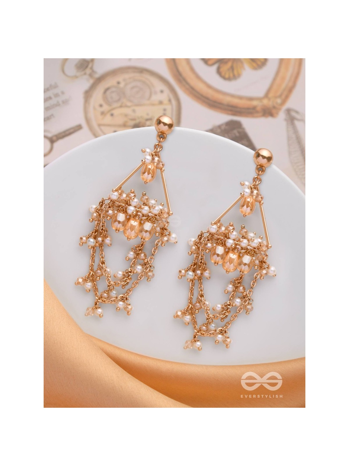 Abhrita - The Gleaming Layers - Golden Embellished Earrings