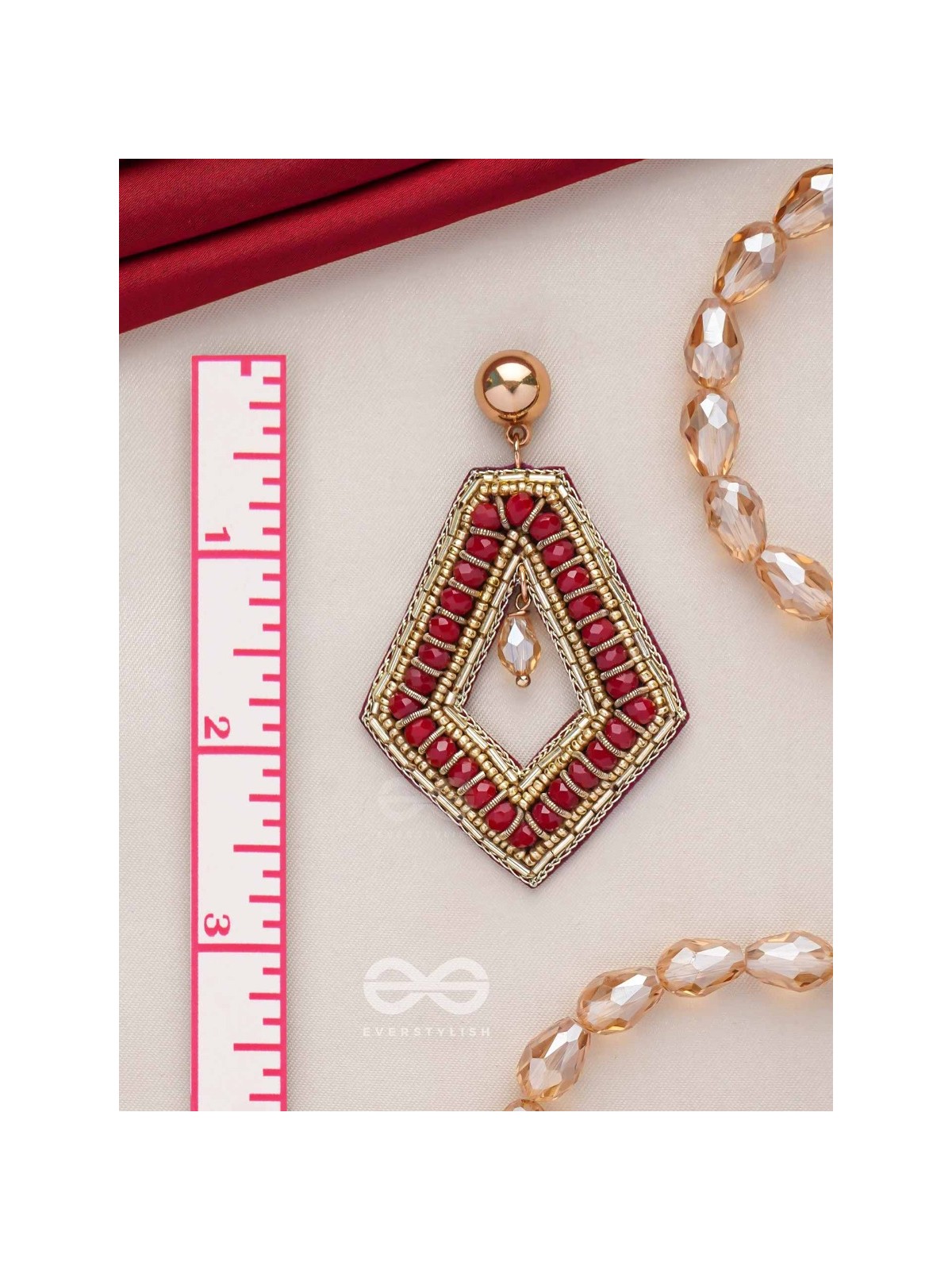 PREDHA - CLASSIC ALLURE - BEADS AND GLASS DROP EMBROIDERED EARRINGS