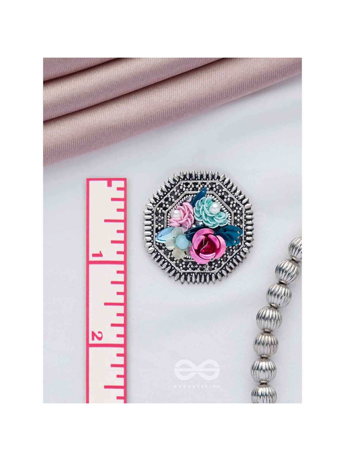 UDYANAKALA - GARDEN OF ART - SEQUINS AND PEARLS EMBROIDERED AND OXIDISED STUD EARRINGS