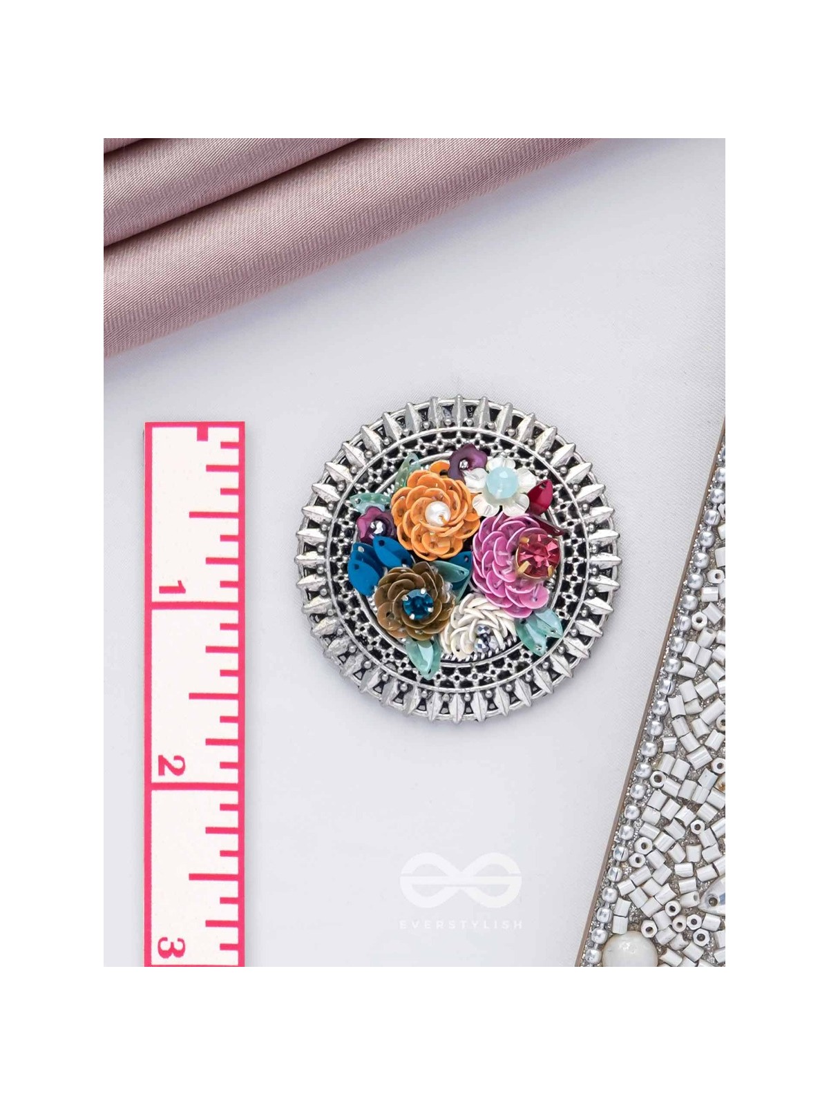 Varnin - The Spring Colors - Sequins, Beads And Stones Hand Embroidered Oxidised Earrings