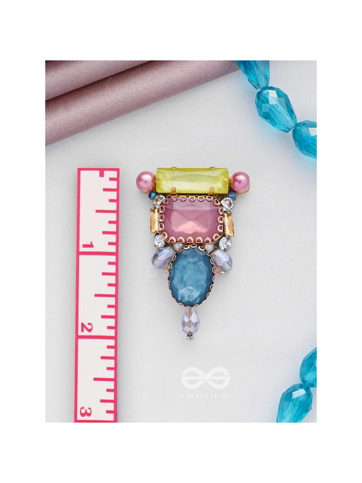 SHRITA - ADORNED WITH STONES - STONE, PEARLS AND GLASS DROP EMBROIDERED EARRINGS