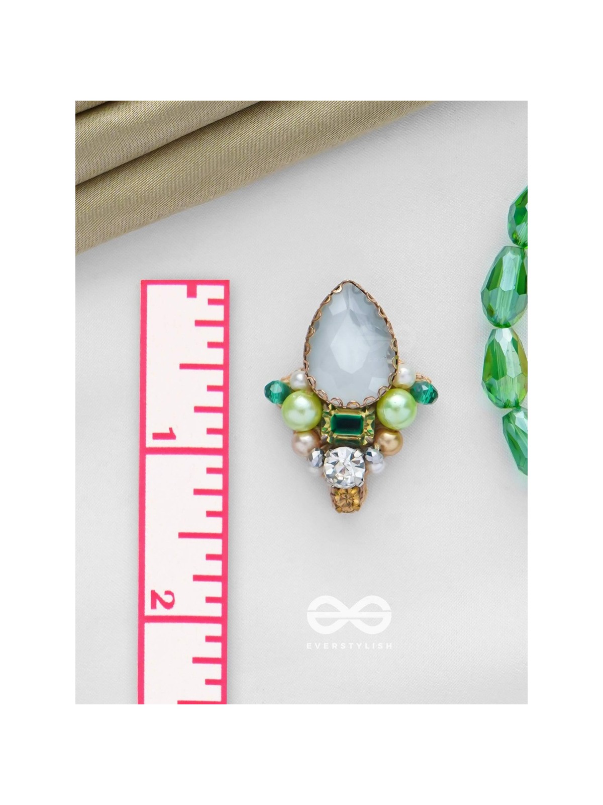 AVADANI - SOFT SILVER HUSH - STONES, BEADS AND PEARLS EMBROIDERED EARRINGS