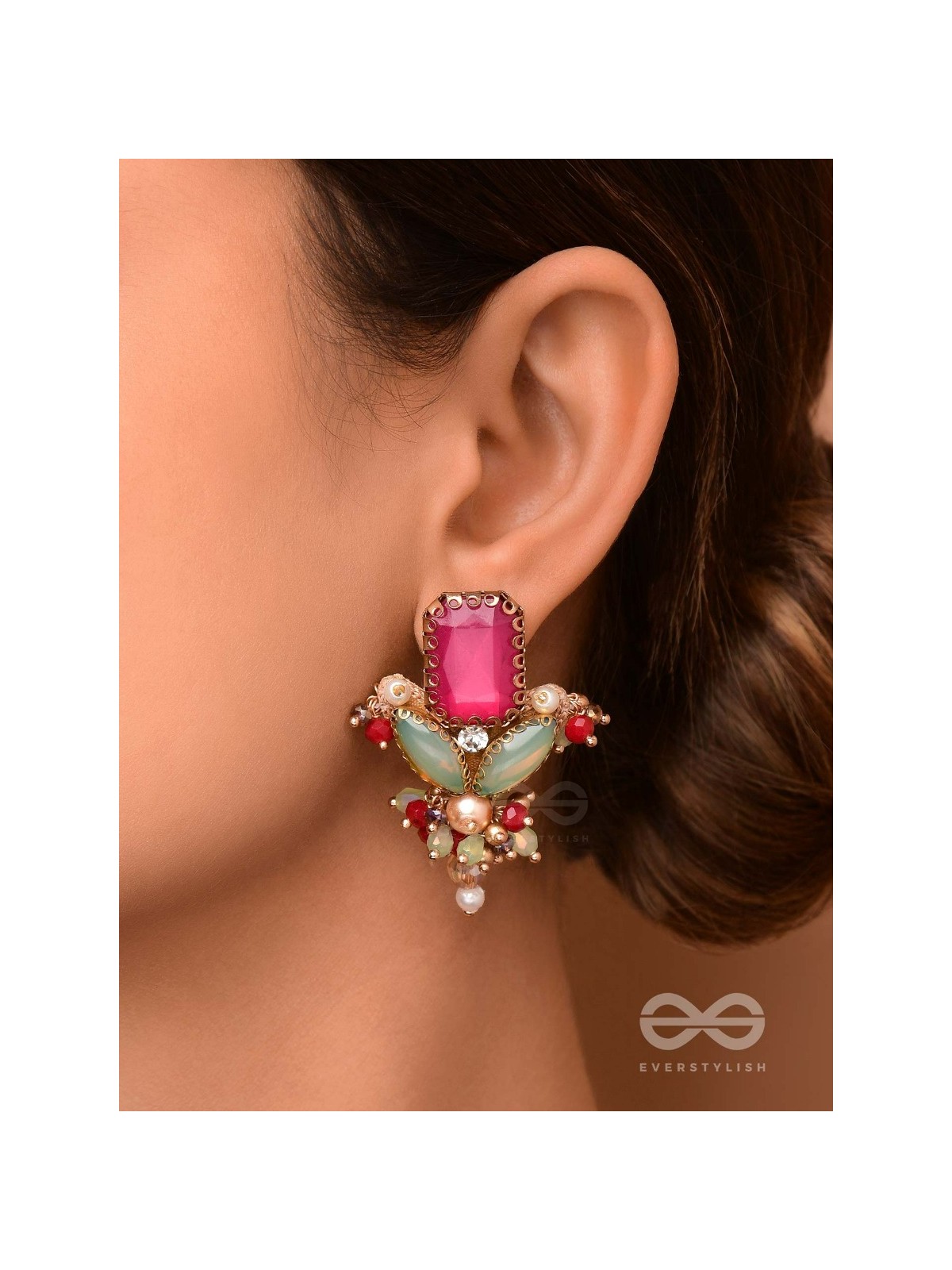 TEJANI - THE DAZZLING GEMS - STONE AND BEADS EMBROIDERED EARRINGS