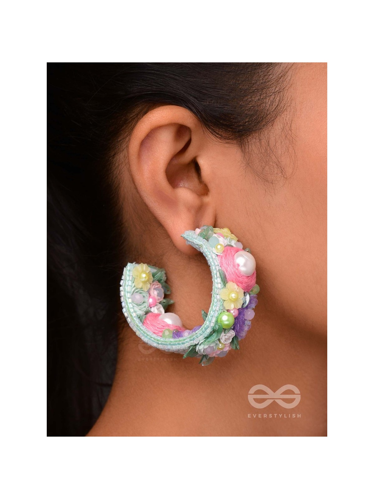 ABHICHARINI - THE ENCHANTRESS BOUQUET - SEQUINS, PEARLS AND BEADS EMBROIDERED EARRINGS