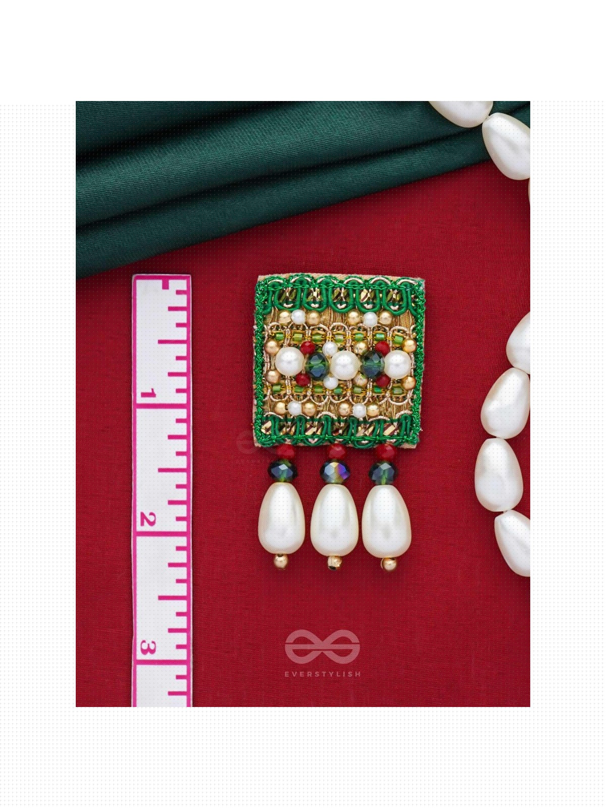 Kasisa - Scarlet's Secret Garden - Beads And Pearls Hand Embroidered Earrings