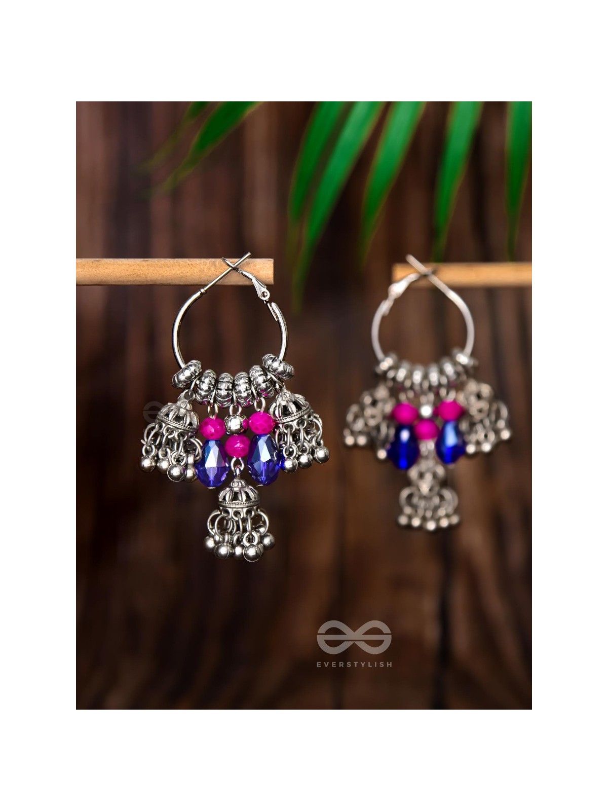 THE WHIMSICAL DREAMCATCHER - EMBELLISHED OXIDISED JHUMKA EARRINGS