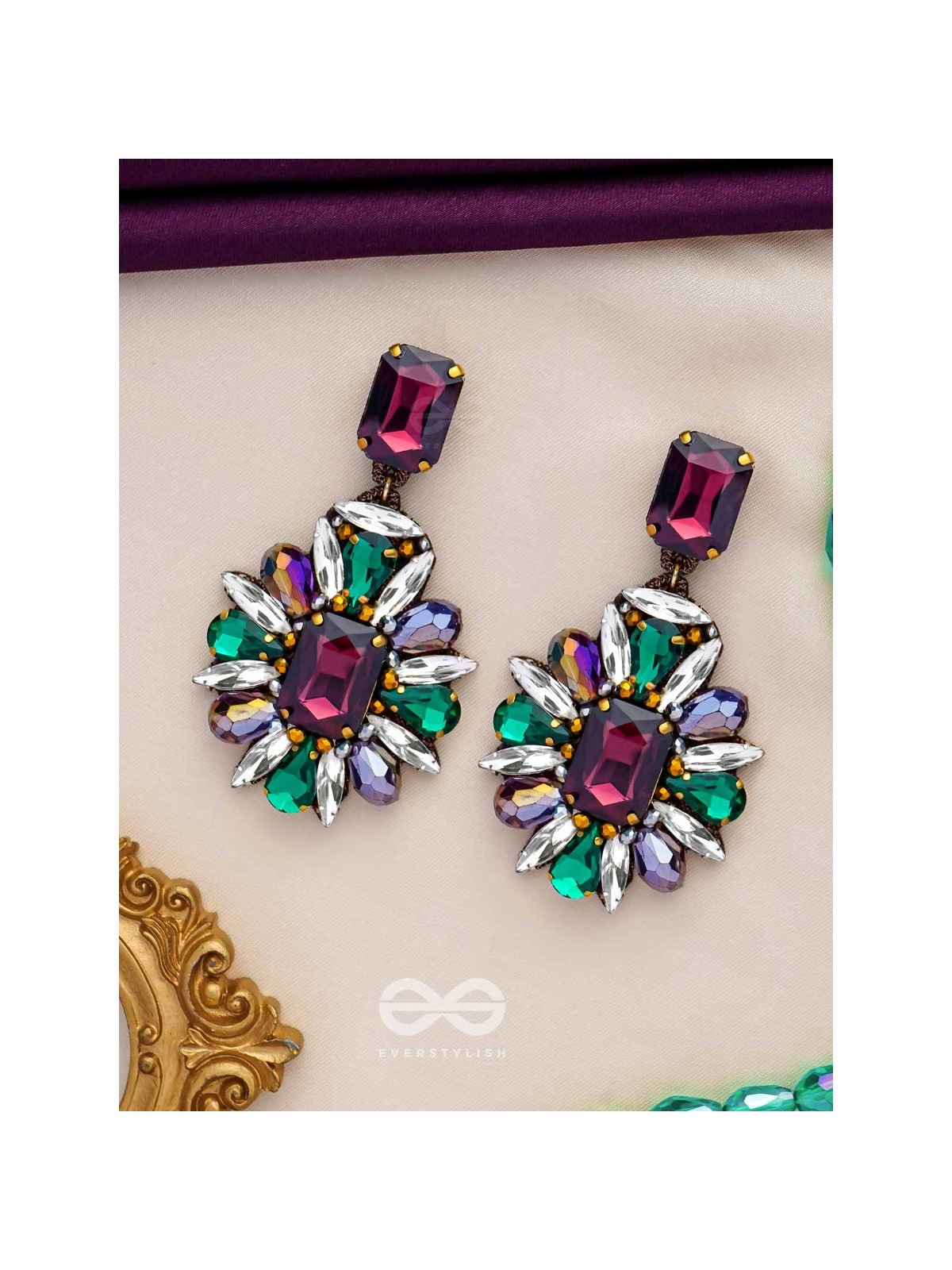 MANIDHAVALIKA - THE LAVISH GEMS - STONE EMBROIDERED EARRINGS