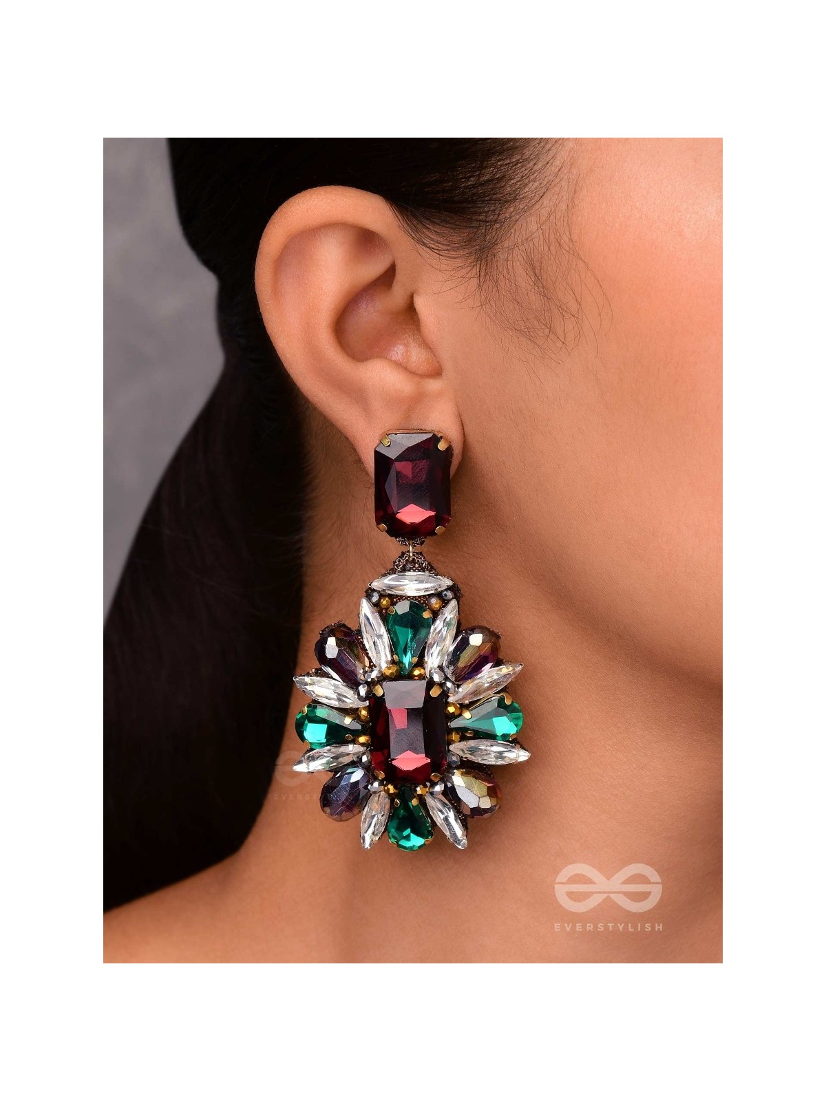 MANIDHAVALIKA - THE LAVISH GEMS - STONE EMBROIDERED EARRINGS