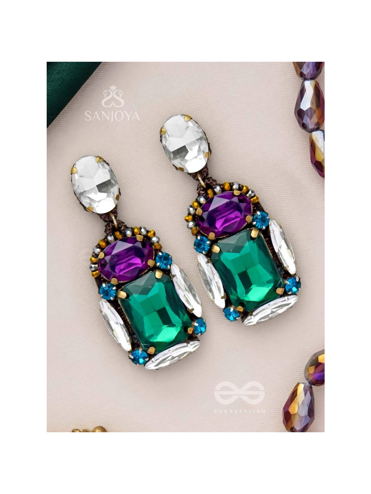 Vibhushita - Adorned With Gems - Stone Hand Embroidered Earrings