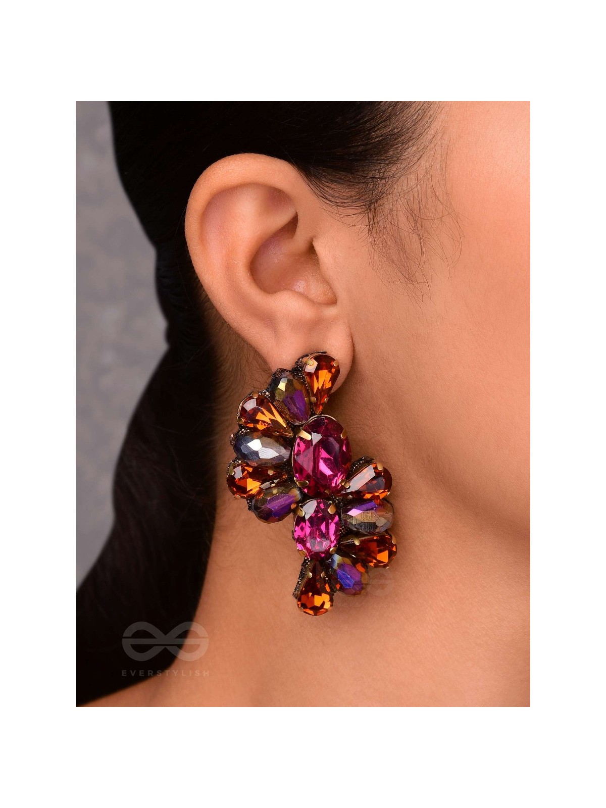 RATNASANKULA - THE GEMSTONE ENSEMBLE - STONE EMBROIDERED EARRINGS