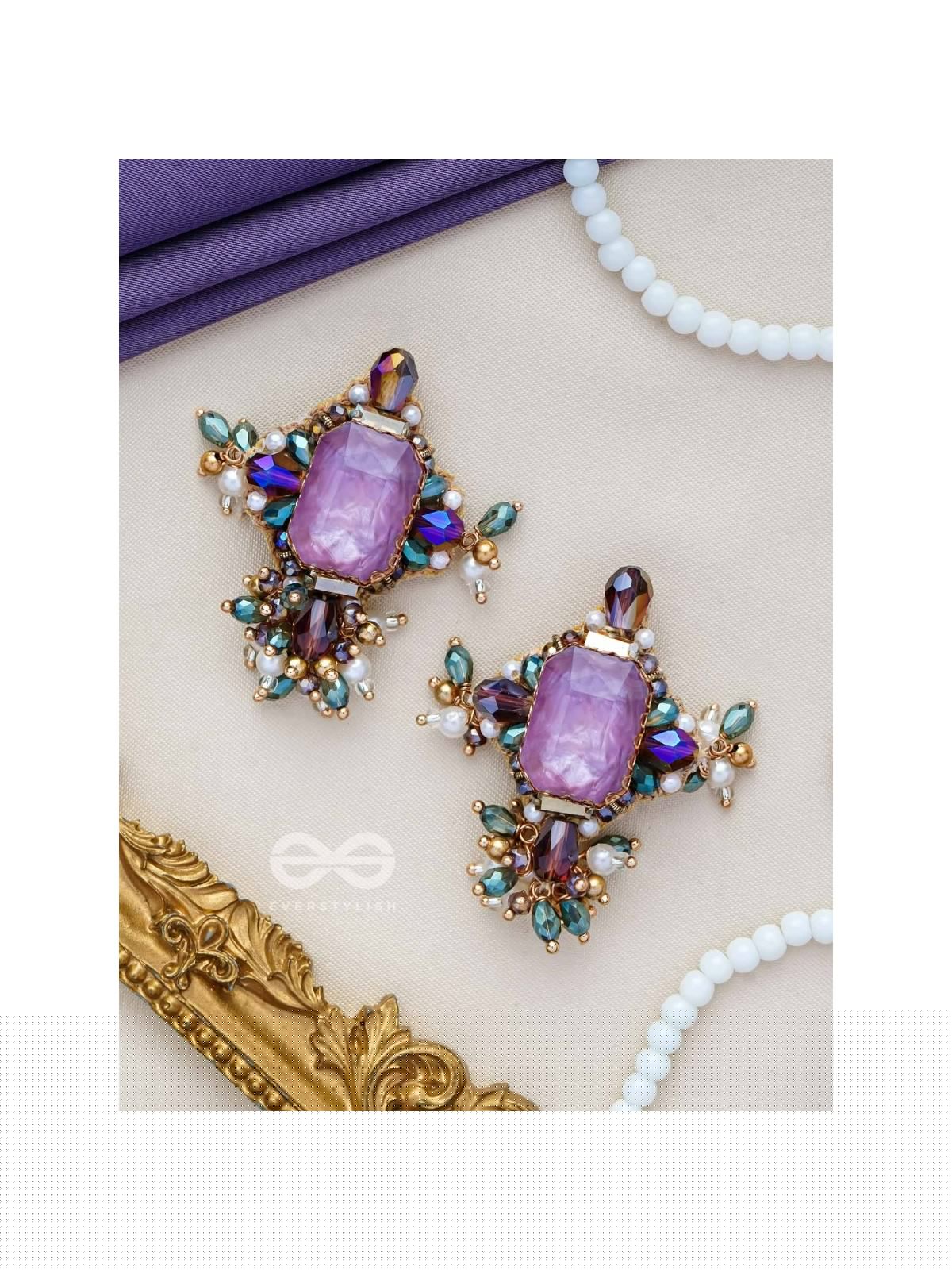 SHILEYA - THE CRYSTAL HARMONY - STONE AND BEADS EMBROIDERED EARRINGS