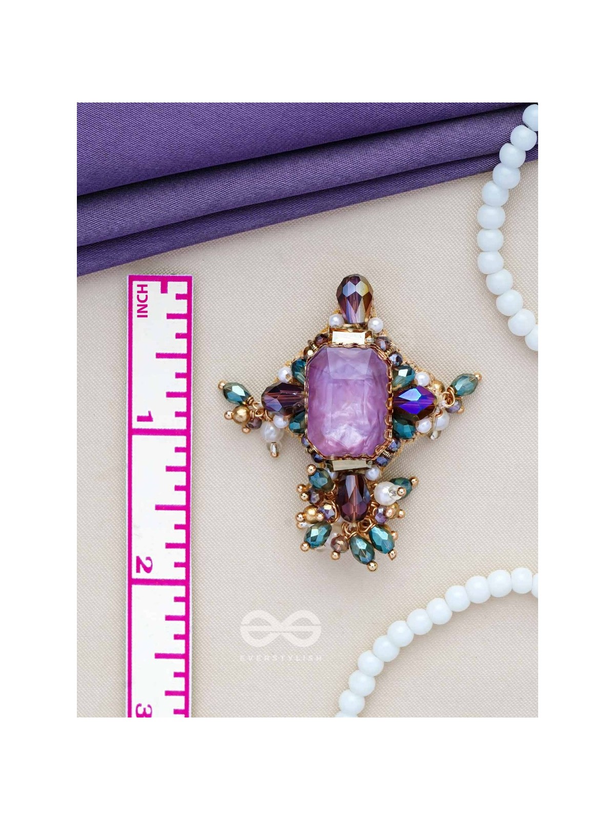 SHILEYA - THE CRYSTAL HARMONY - STONE AND BEADS EMBROIDERED EARRINGS