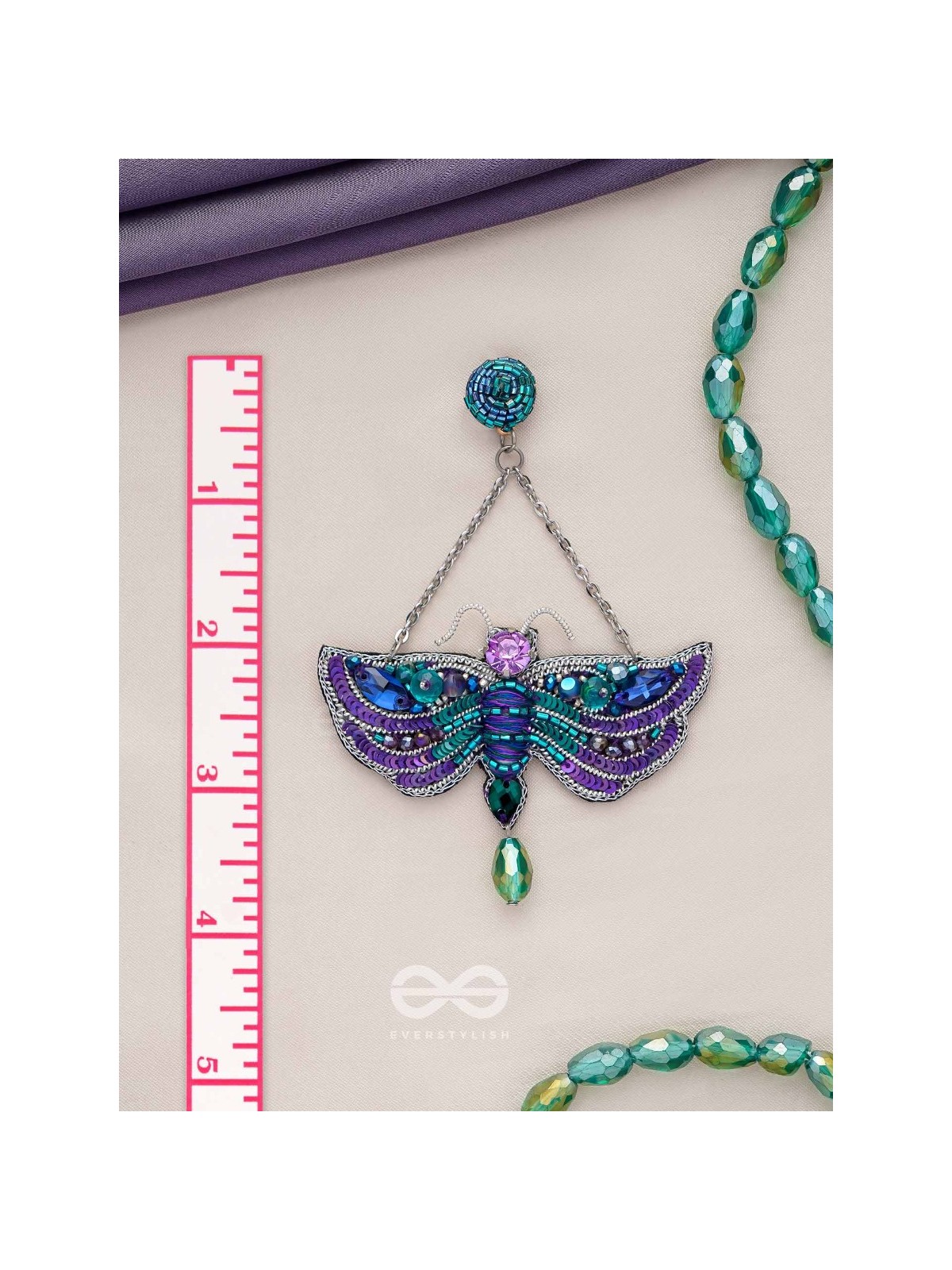 MAINAKA - THE MAGNIFICENT WINGS - SEQUINS, STONES AND BEADS EMBROIDERED EARRINGS