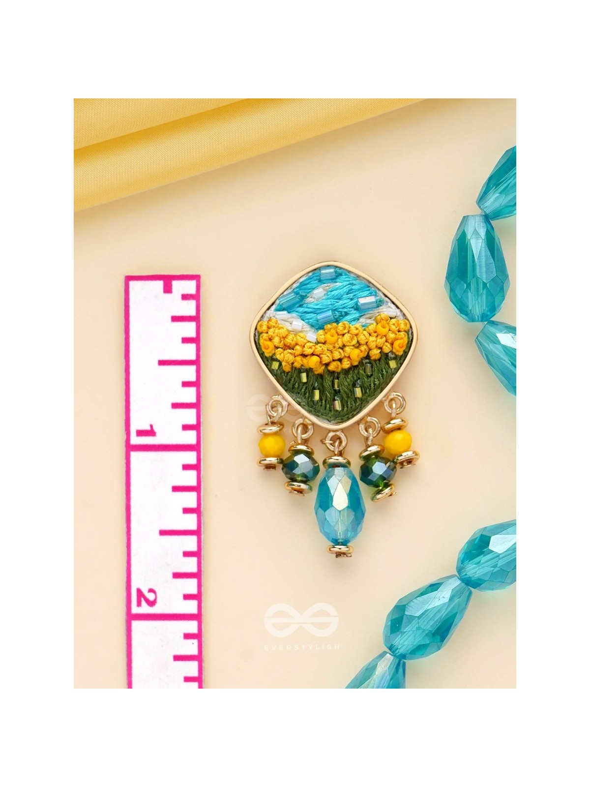 ADHITA - THE BLOOMING NATURE - RESHAM AND BEADS EMBROIDERED EARRINGS