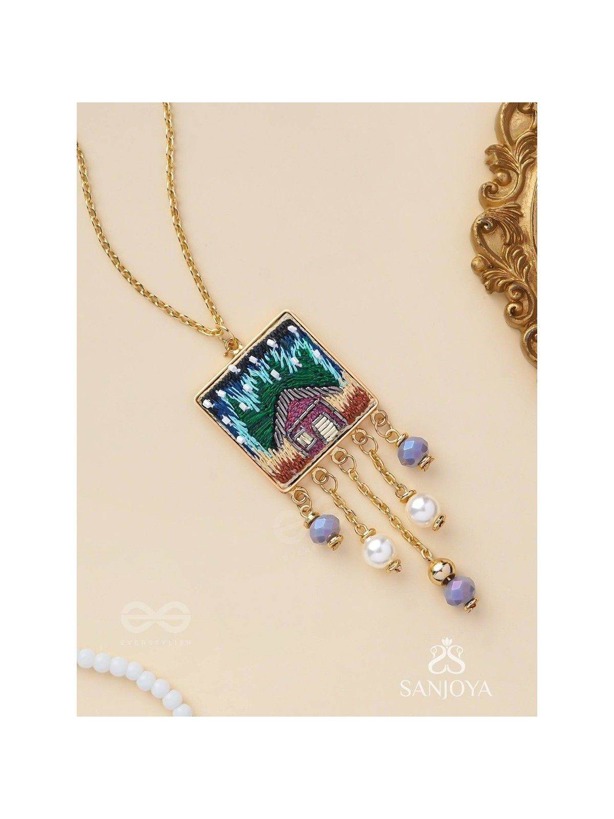 Damya - The Dreamhouse Heaven - Golden Embellished Hand Embroidered Neckpiece